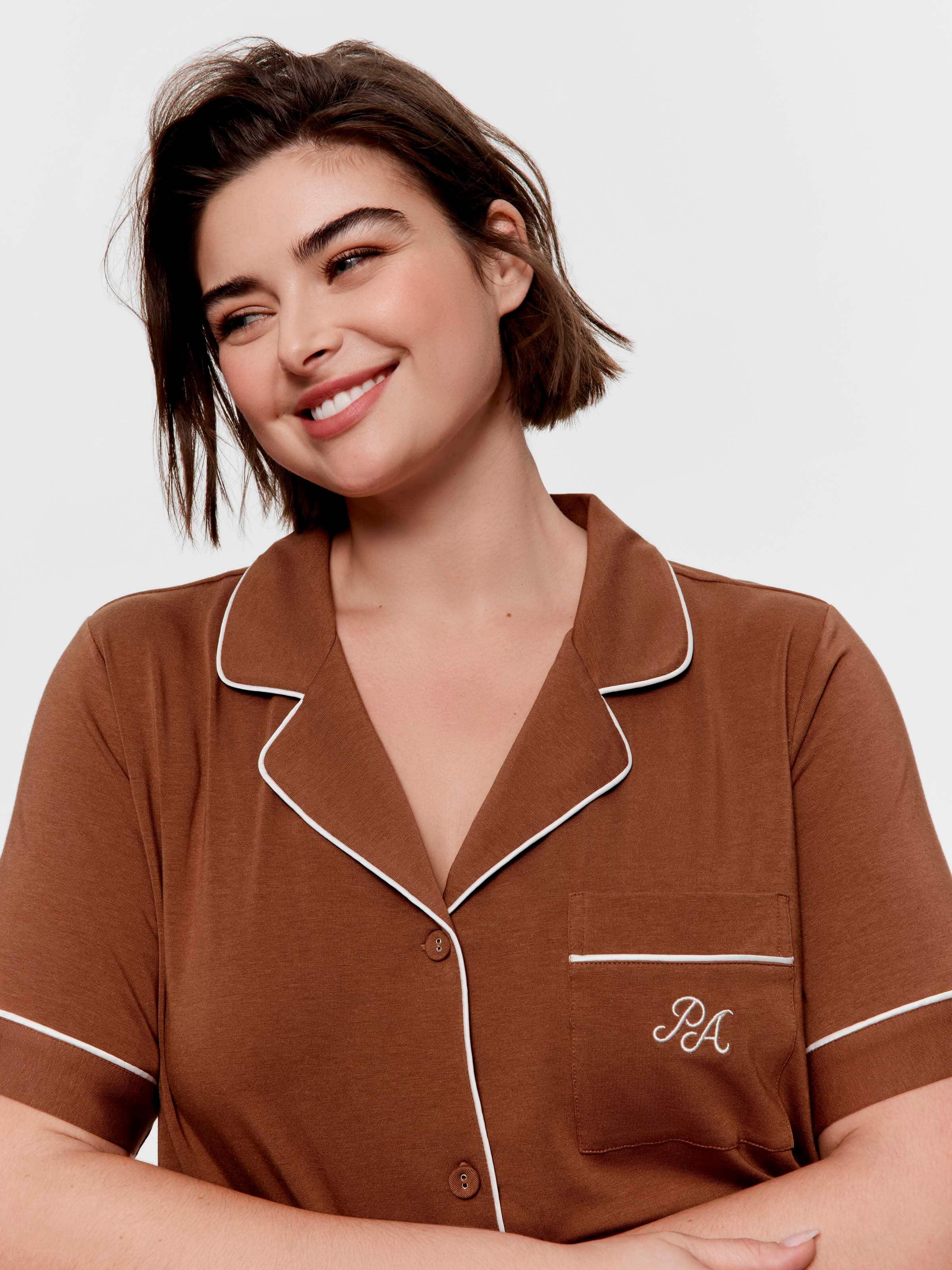 P.A. Plus Ginger Bamboo Rib Short Sleeve Nightshirt