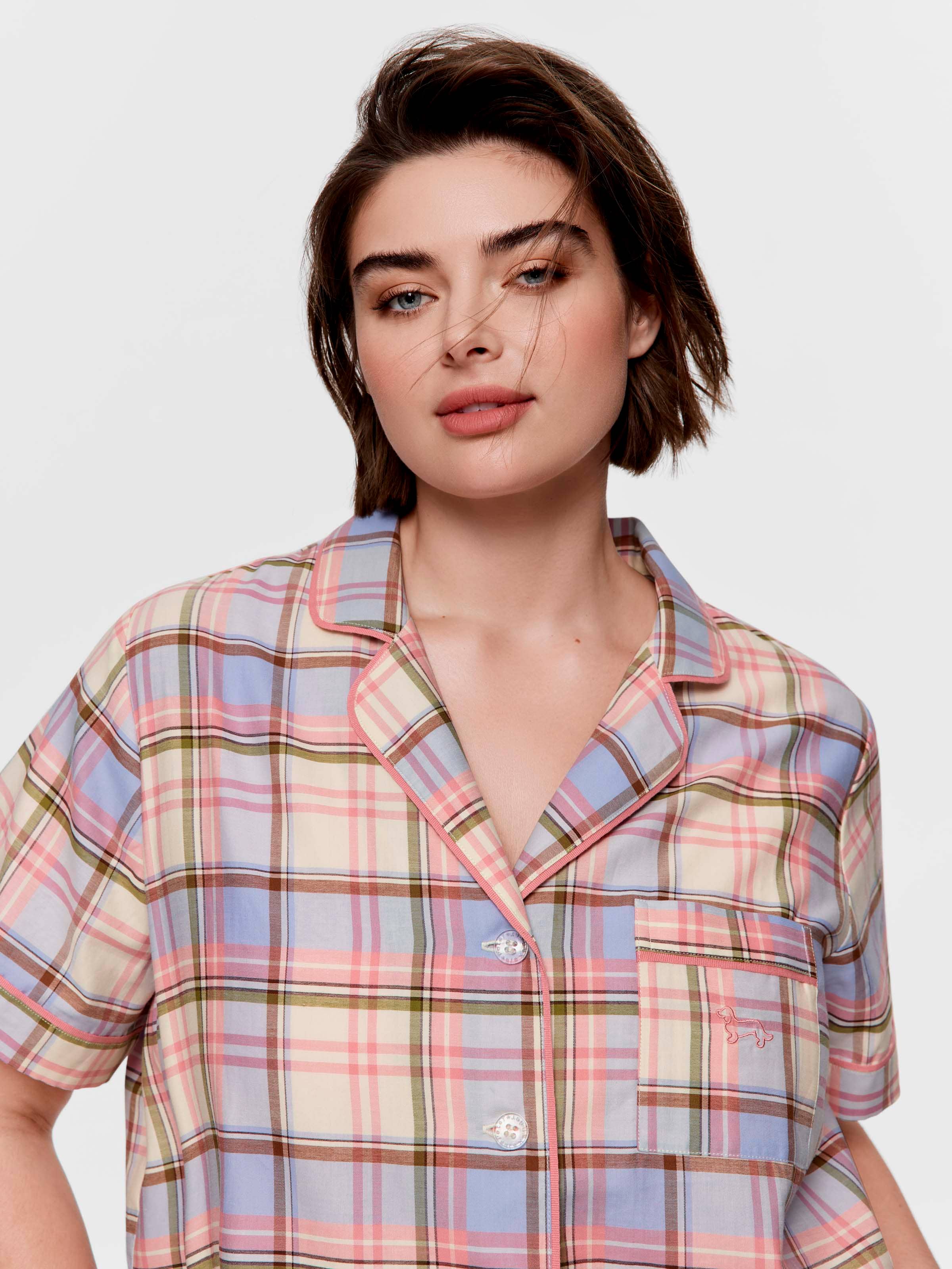 P.A. Plus Multi Check 100% Cotton Shortie Pj Set