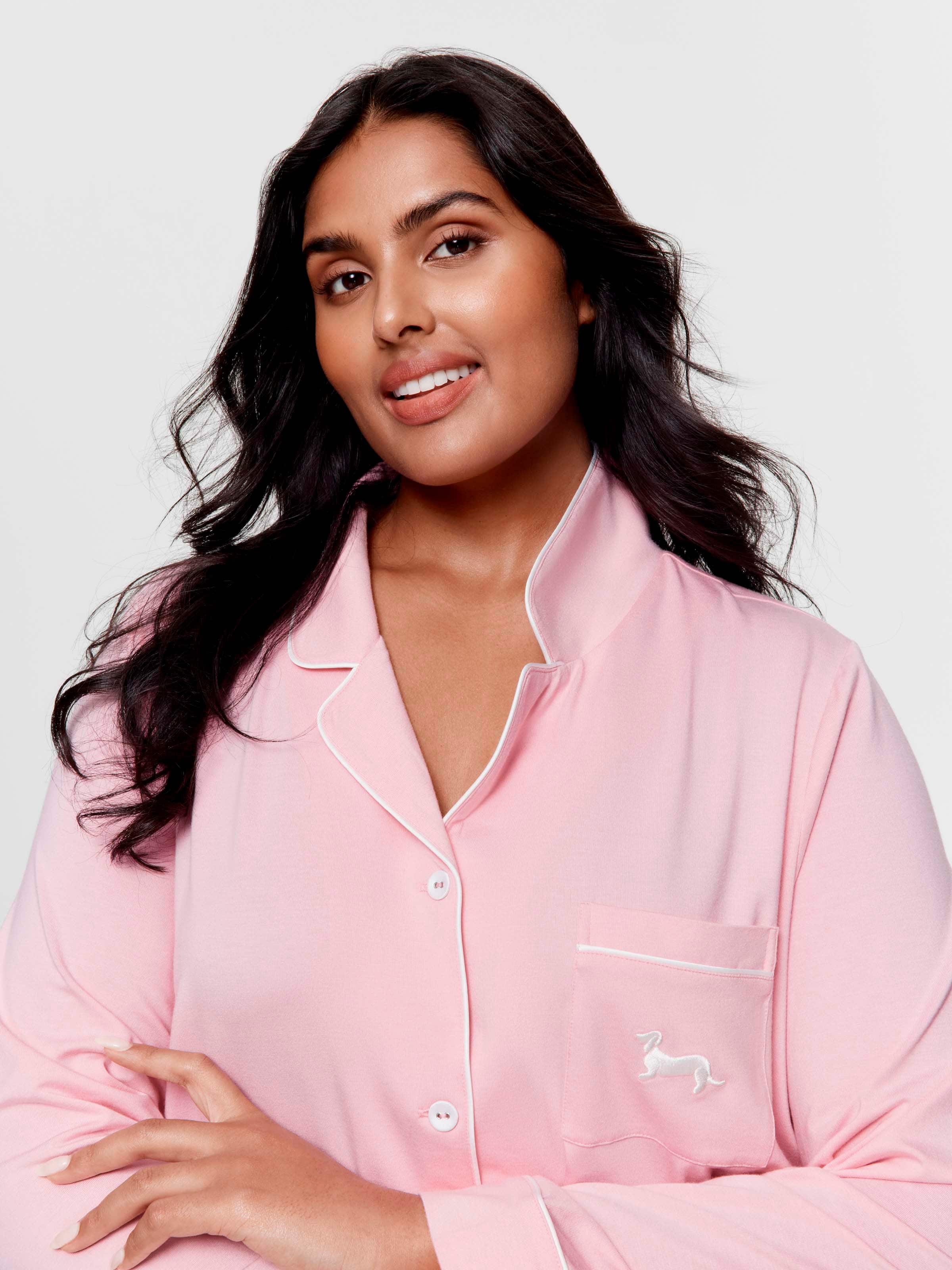 P.A. Plus Pink Bamboo Jersey Long Pj Set