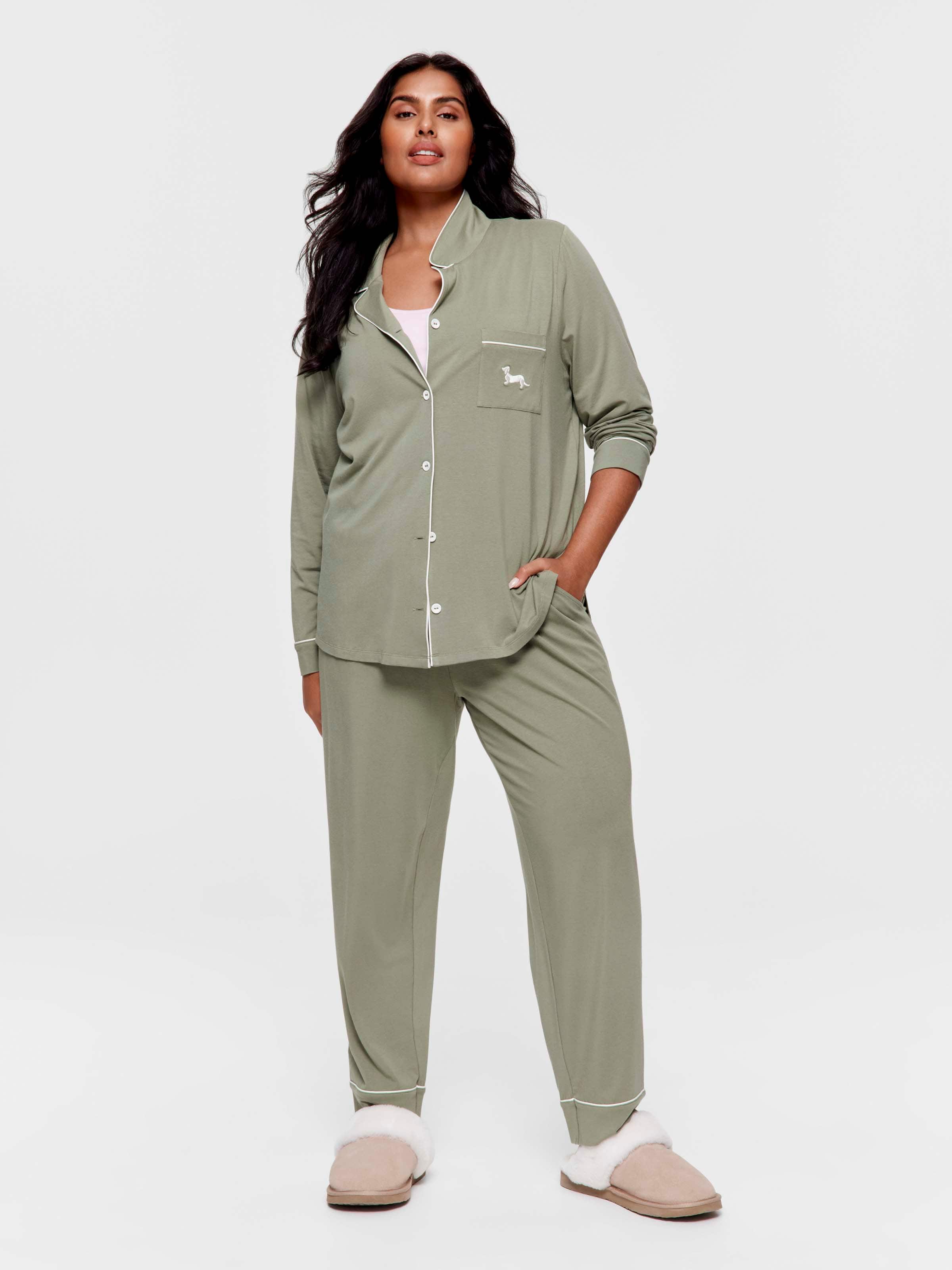 P.A. Plus Sage Bamboo Jersey Long Pj Set