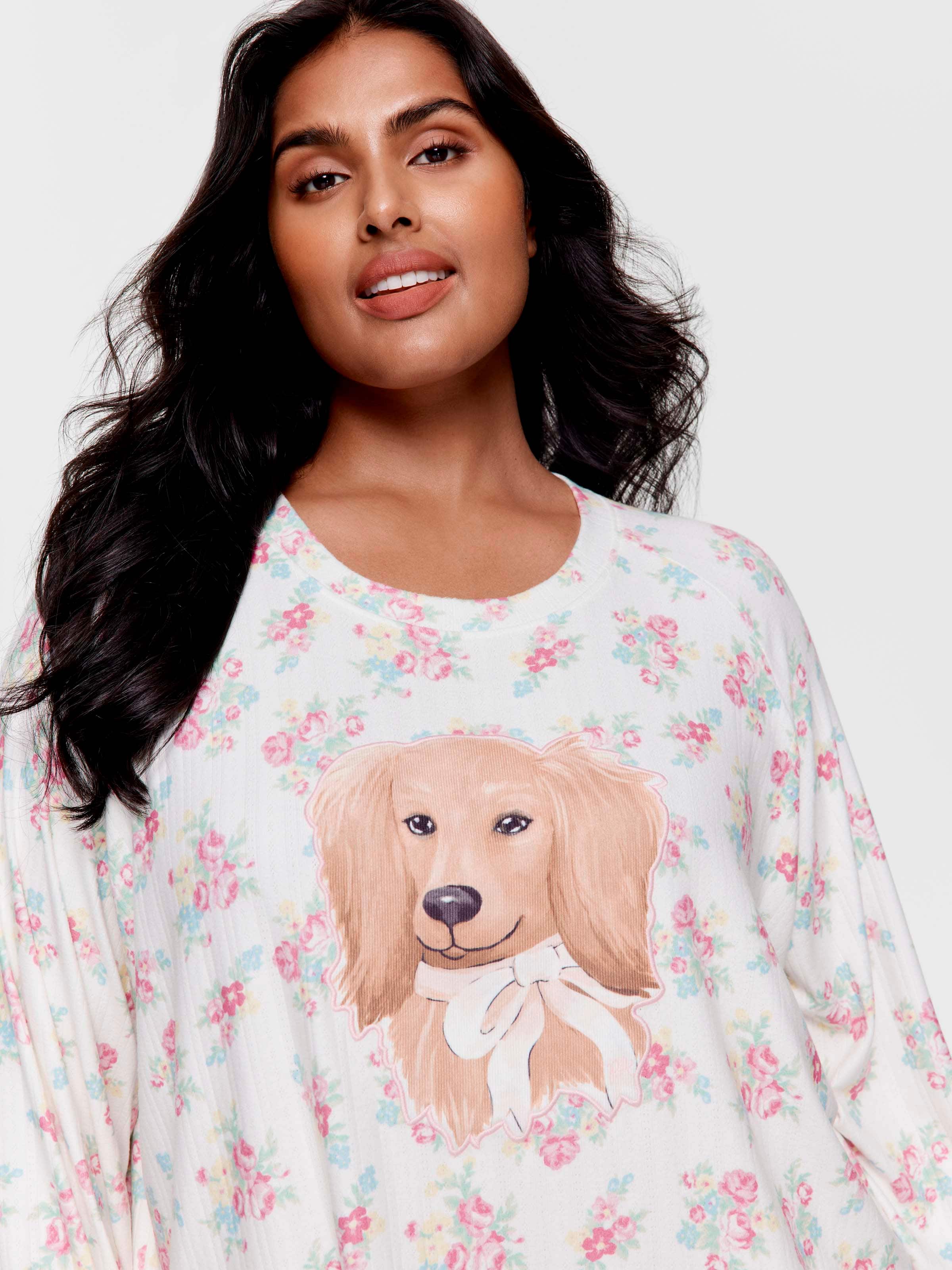P.A. Plus Ditsy Floral Dog Pointelle Sweater