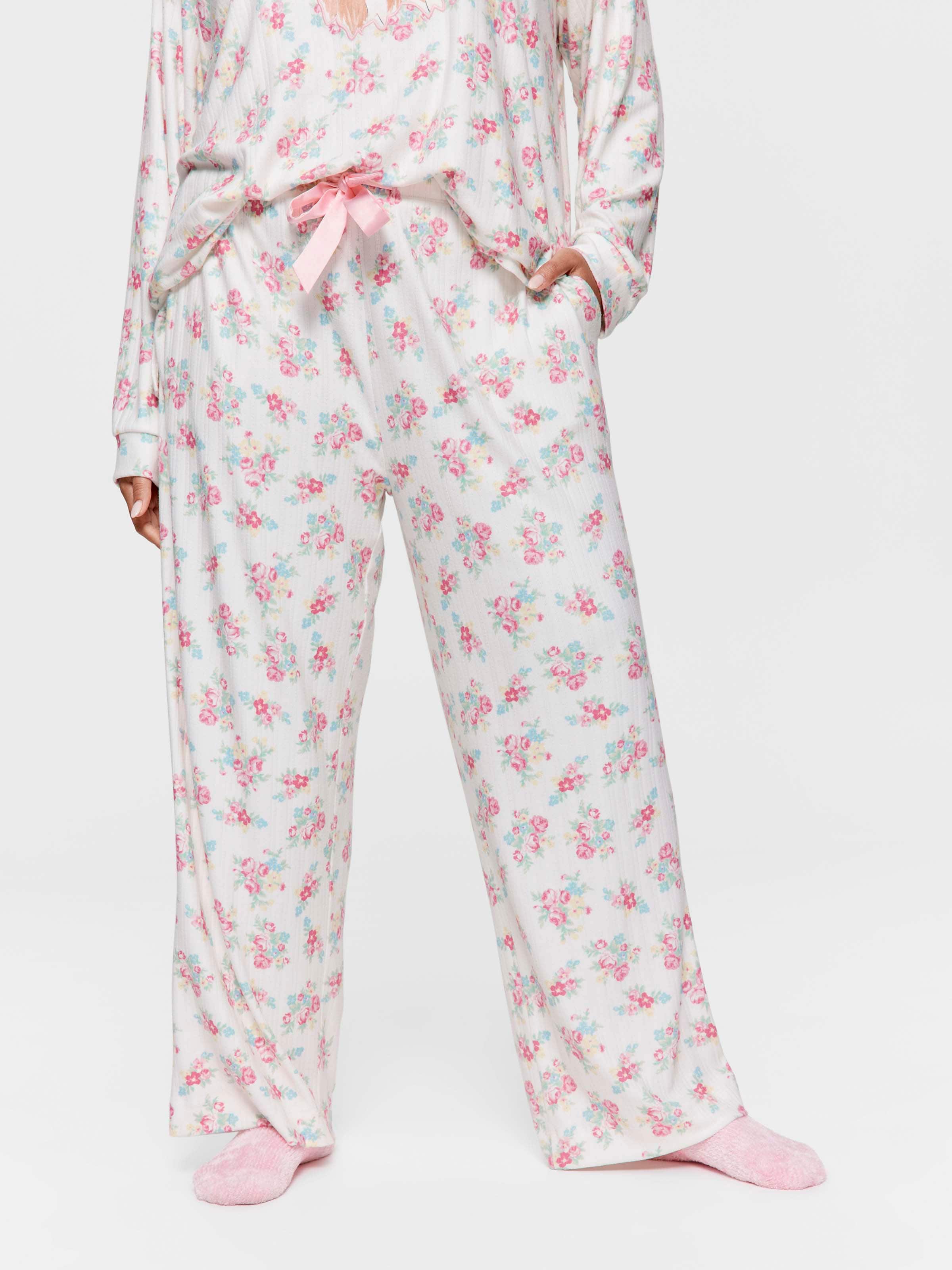 P.A. Plus Ditsy Floral Pointelle Straight Leg Pj Pant