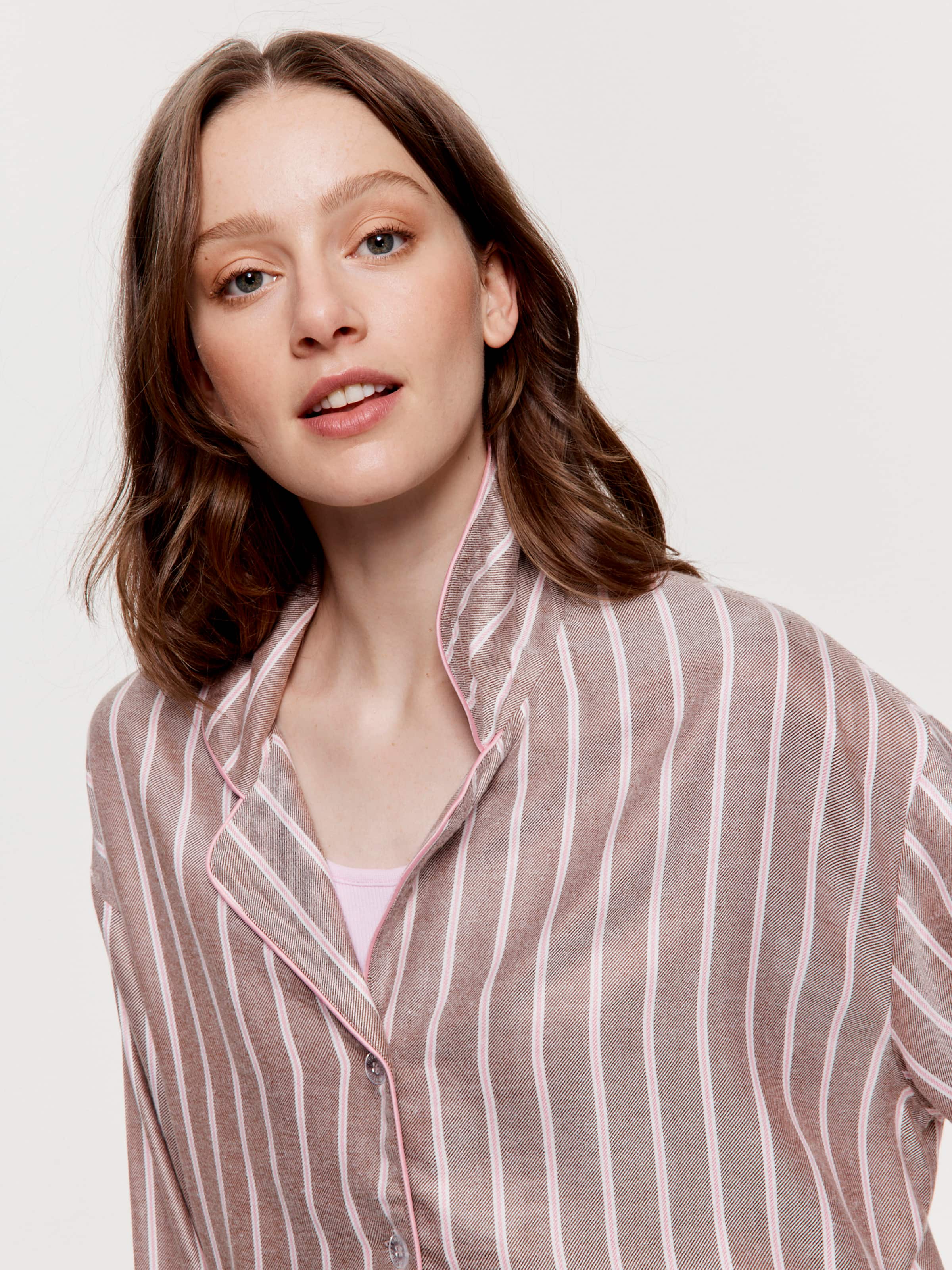 Chocolate Stripe Viscose Flannelette Boyfriend Long Sleeve Shirt