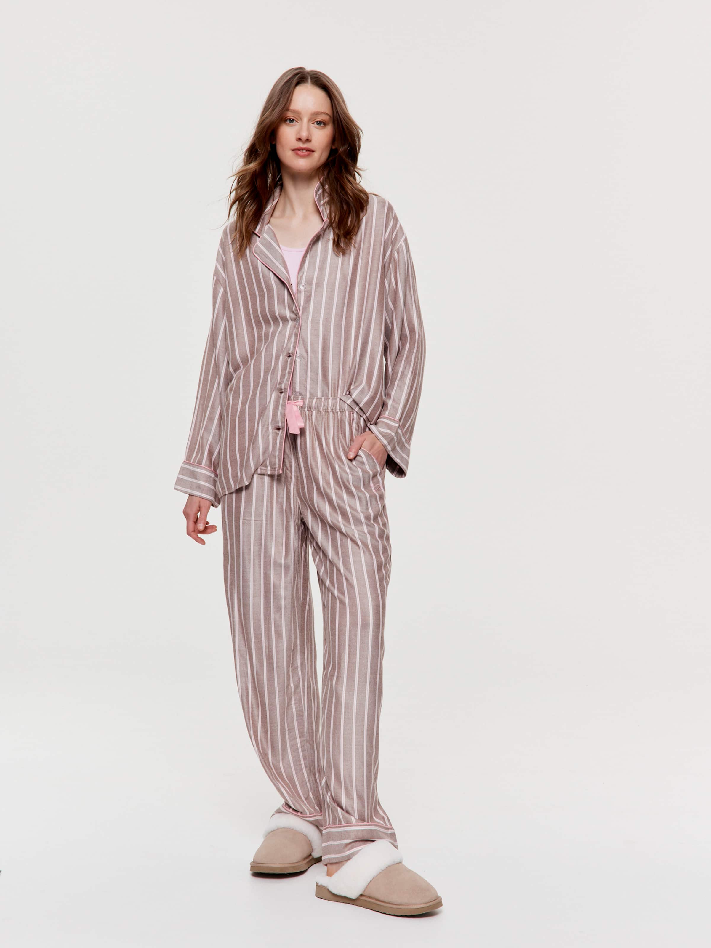 Chocolate Stripe Viscose Flannelette Classic Pj Pant