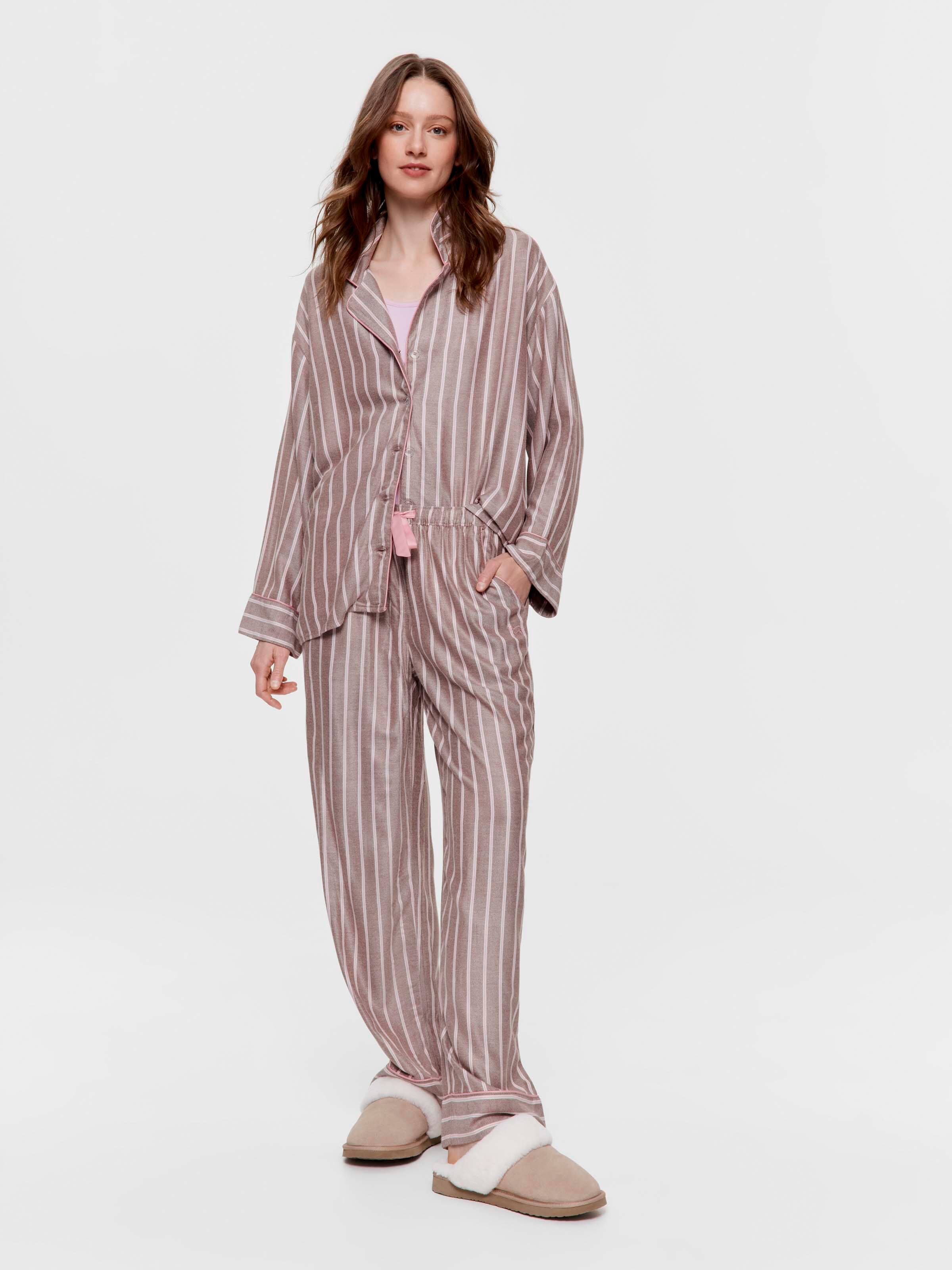 Most Popular Chocolate Stripe Viscose Flannelette Classic Pj Pant