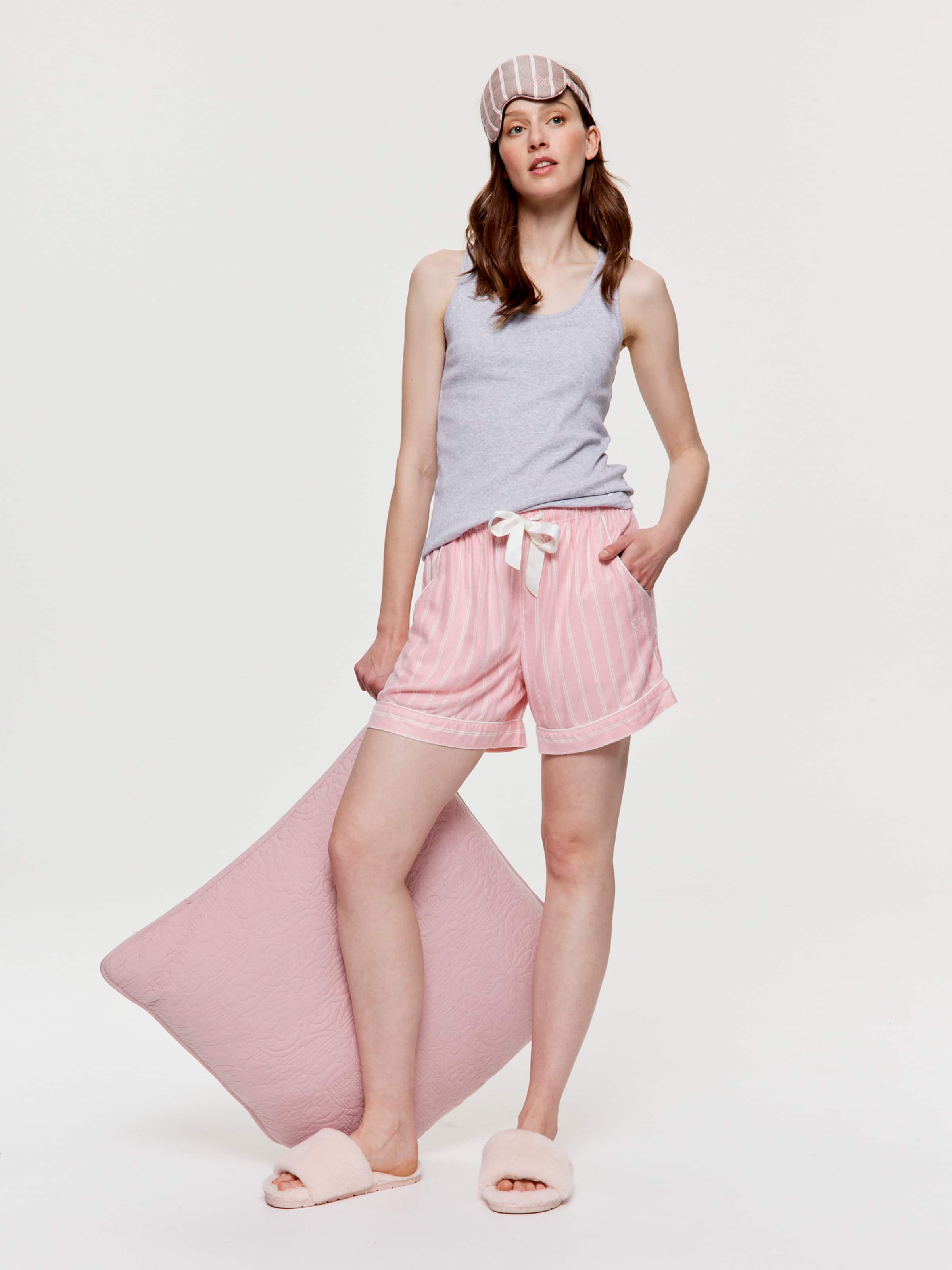 Dusty Pink Stripe Viscose Flannelette Mini Tuxedo Short