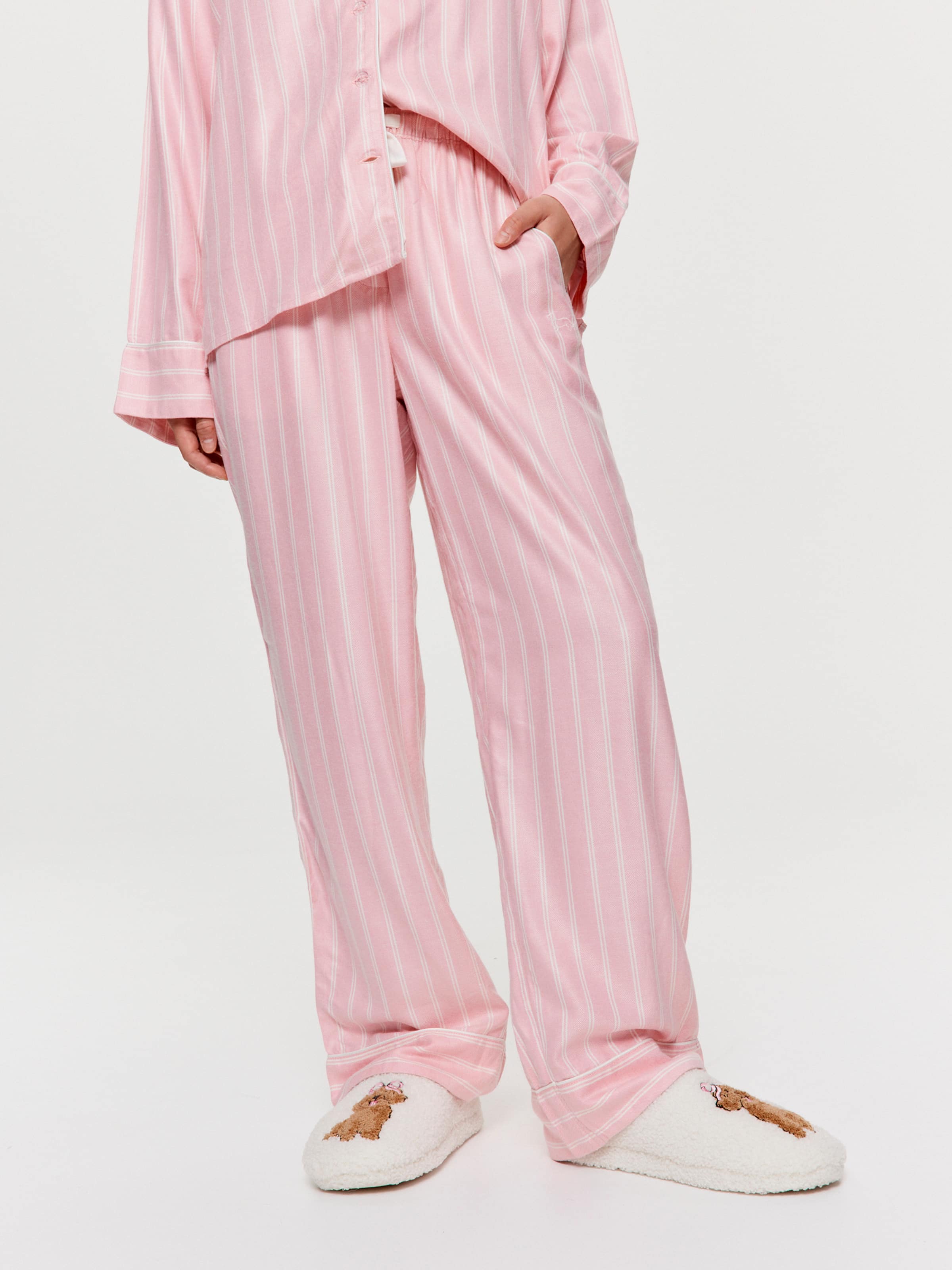 Dusty Pink Stripe Viscose Flannelette Classic Pj Pant