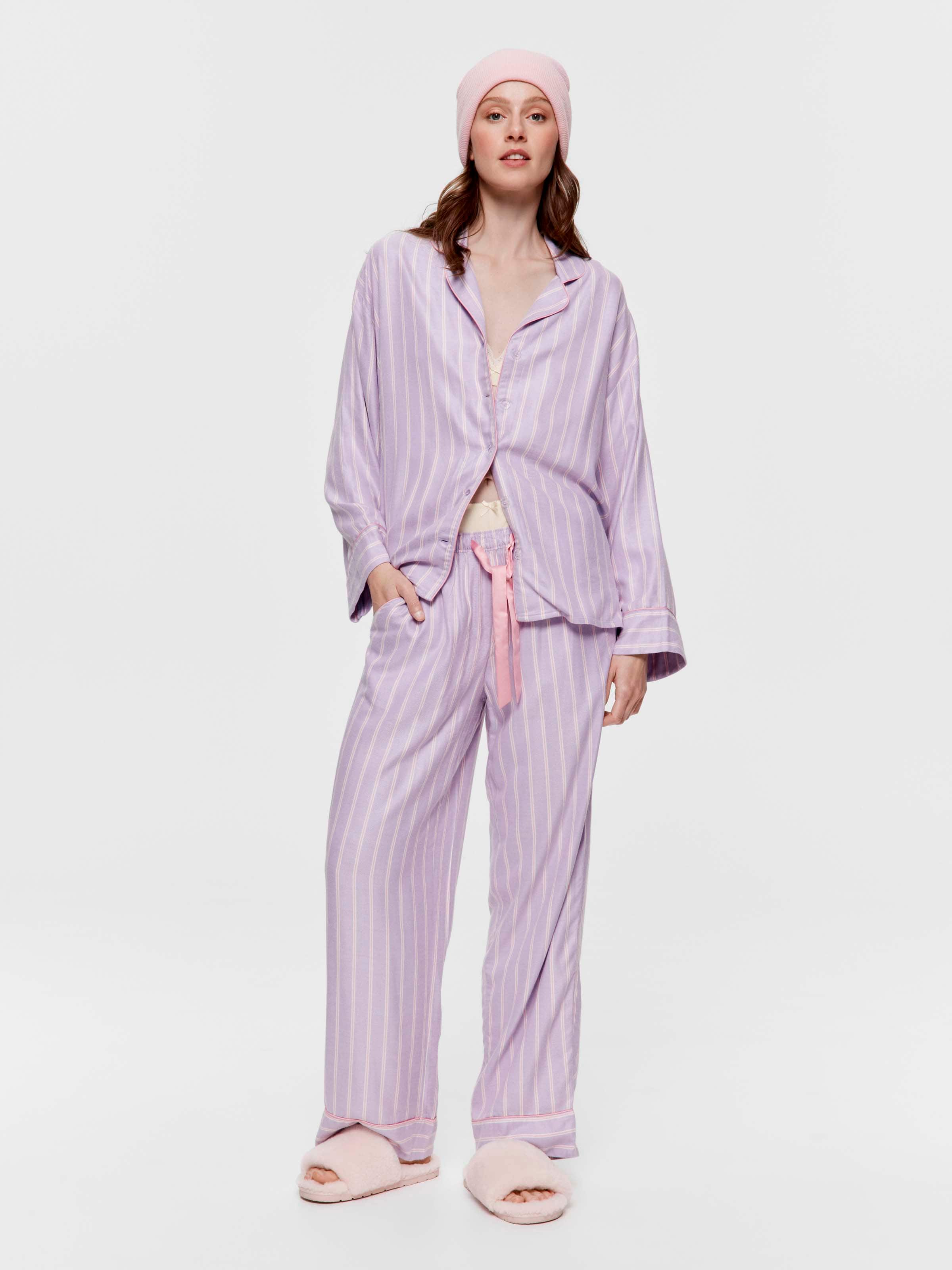 Most Popular Lilac Stripe Viscose Flannelette Classic Pj Pant