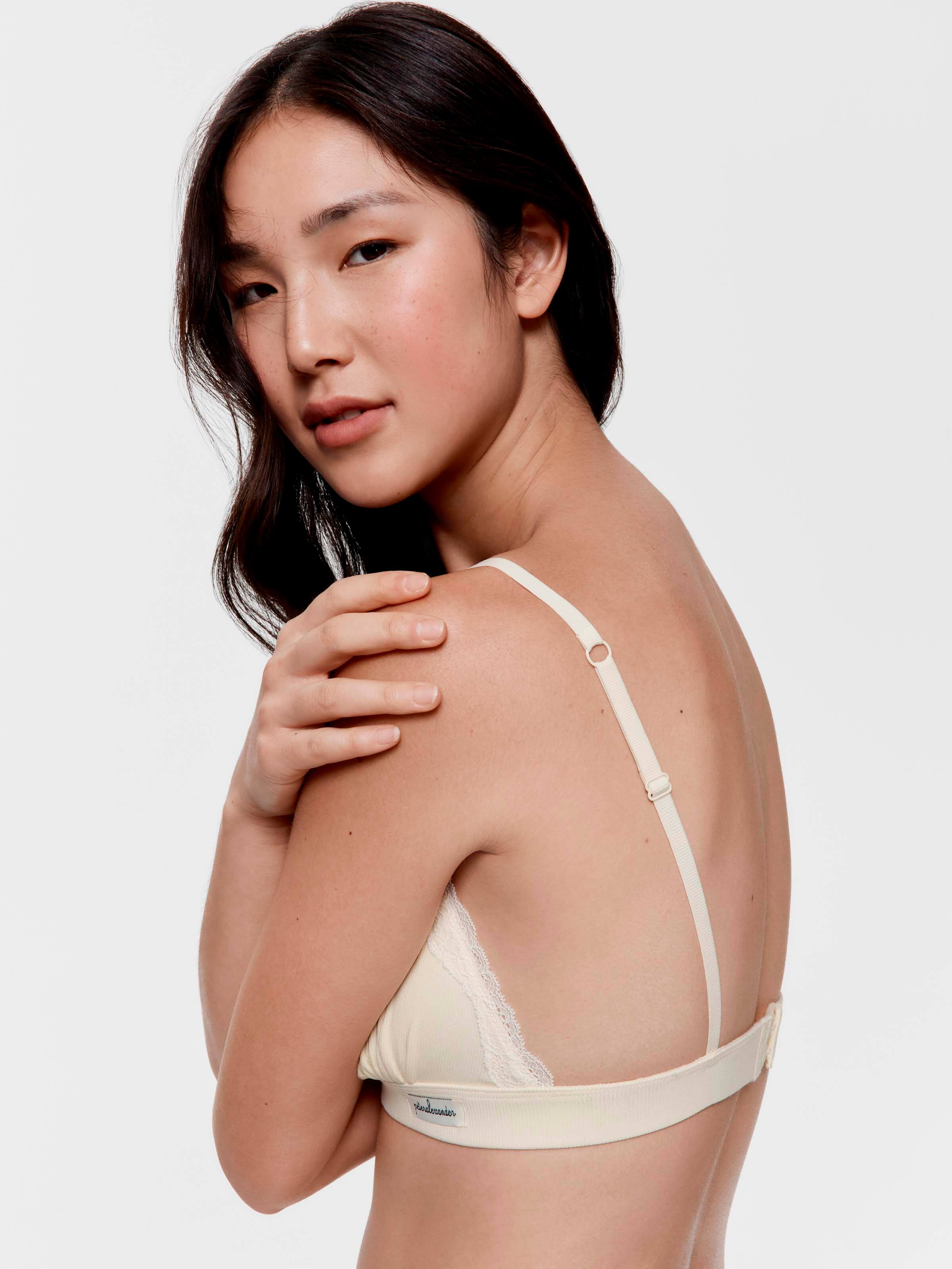 Butter Bamboo Rib Lace Trim Bralette