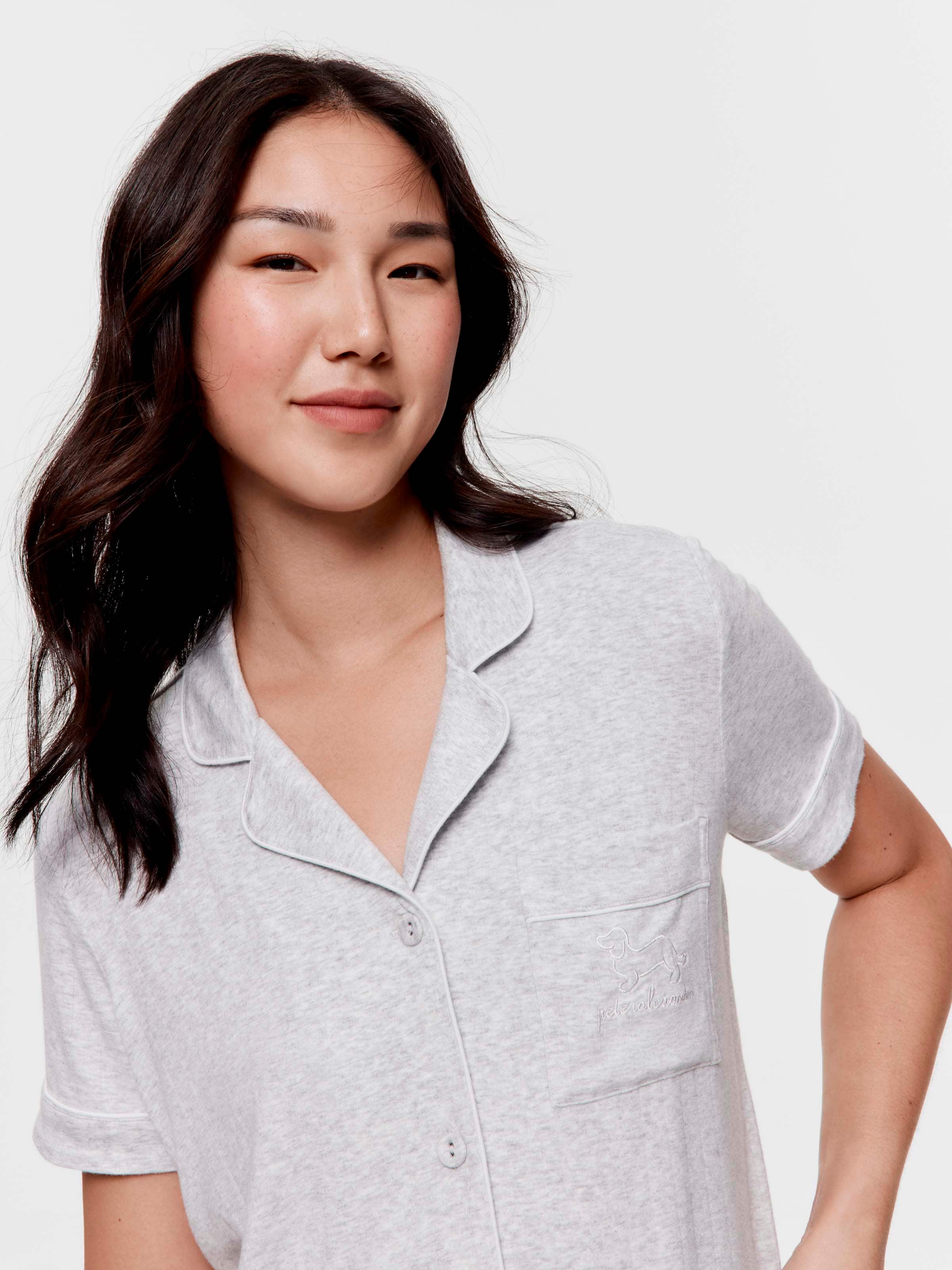 Grey Soft Rib Short Sleeve Nightshirt