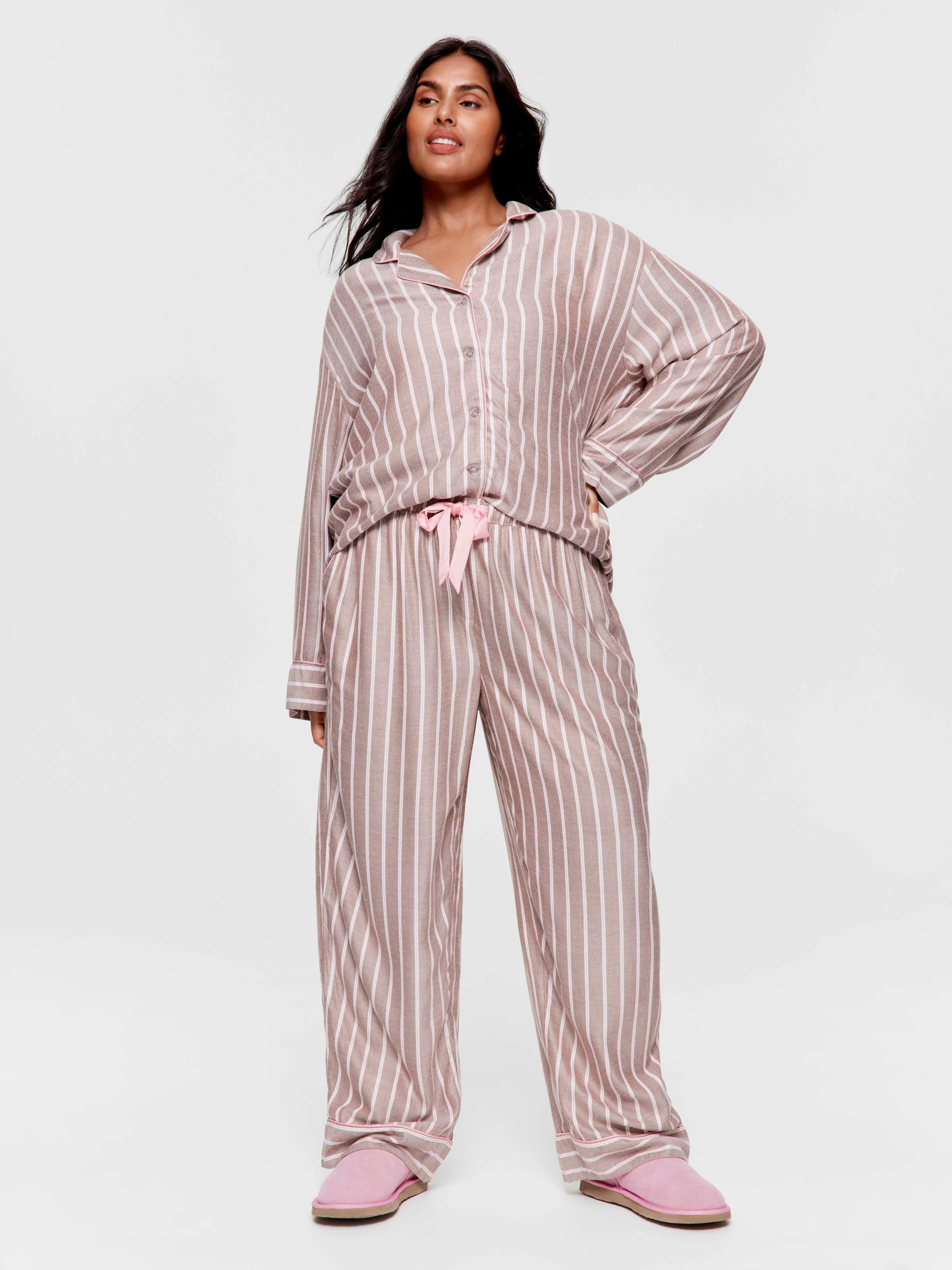 P.A. Plus Chocolate Stripe Viscose Flannelette Classic Pj Pant