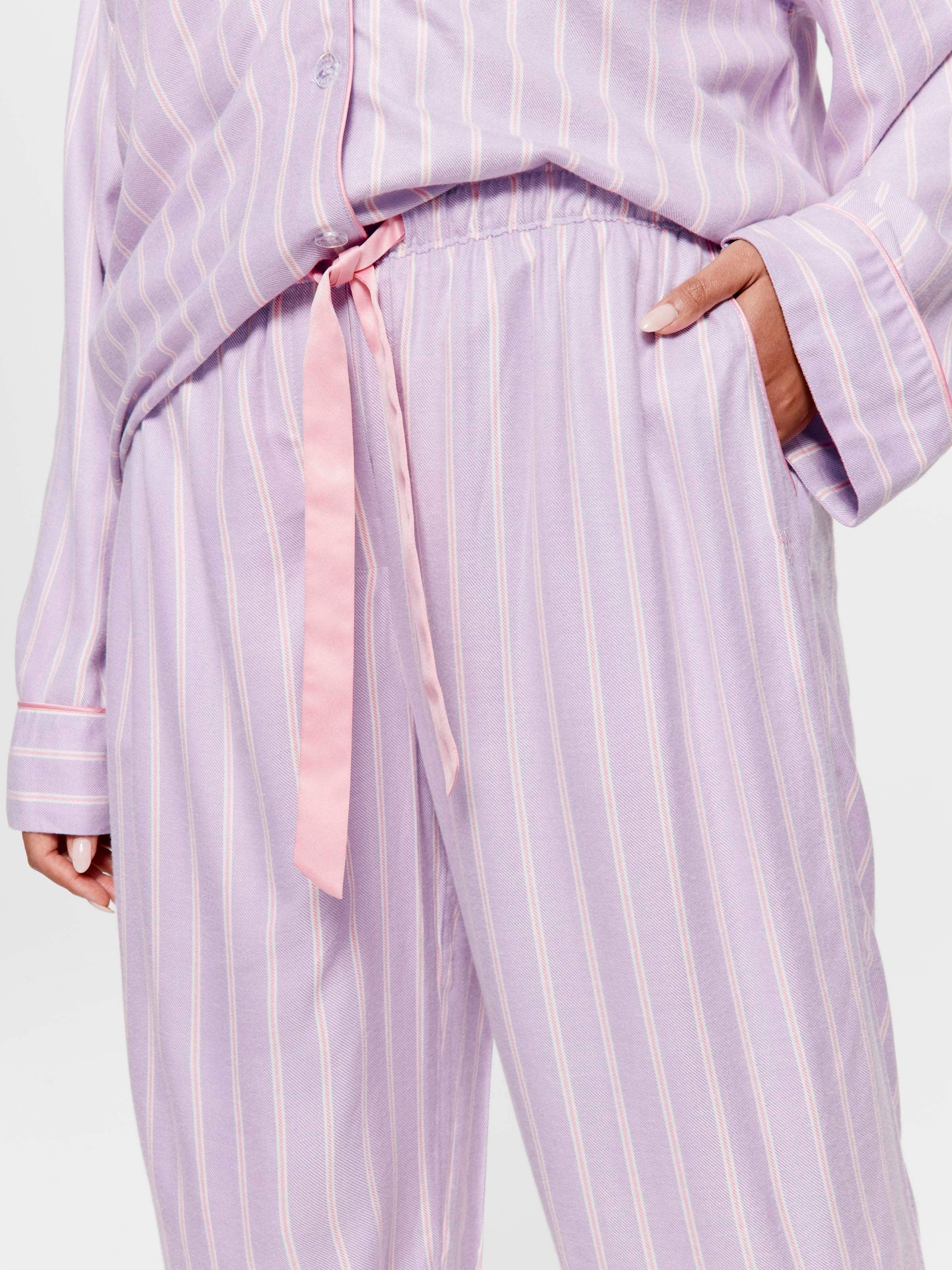 P.A. Plus Lilac Stripe Viscose Flannelette Classic Pj Pant