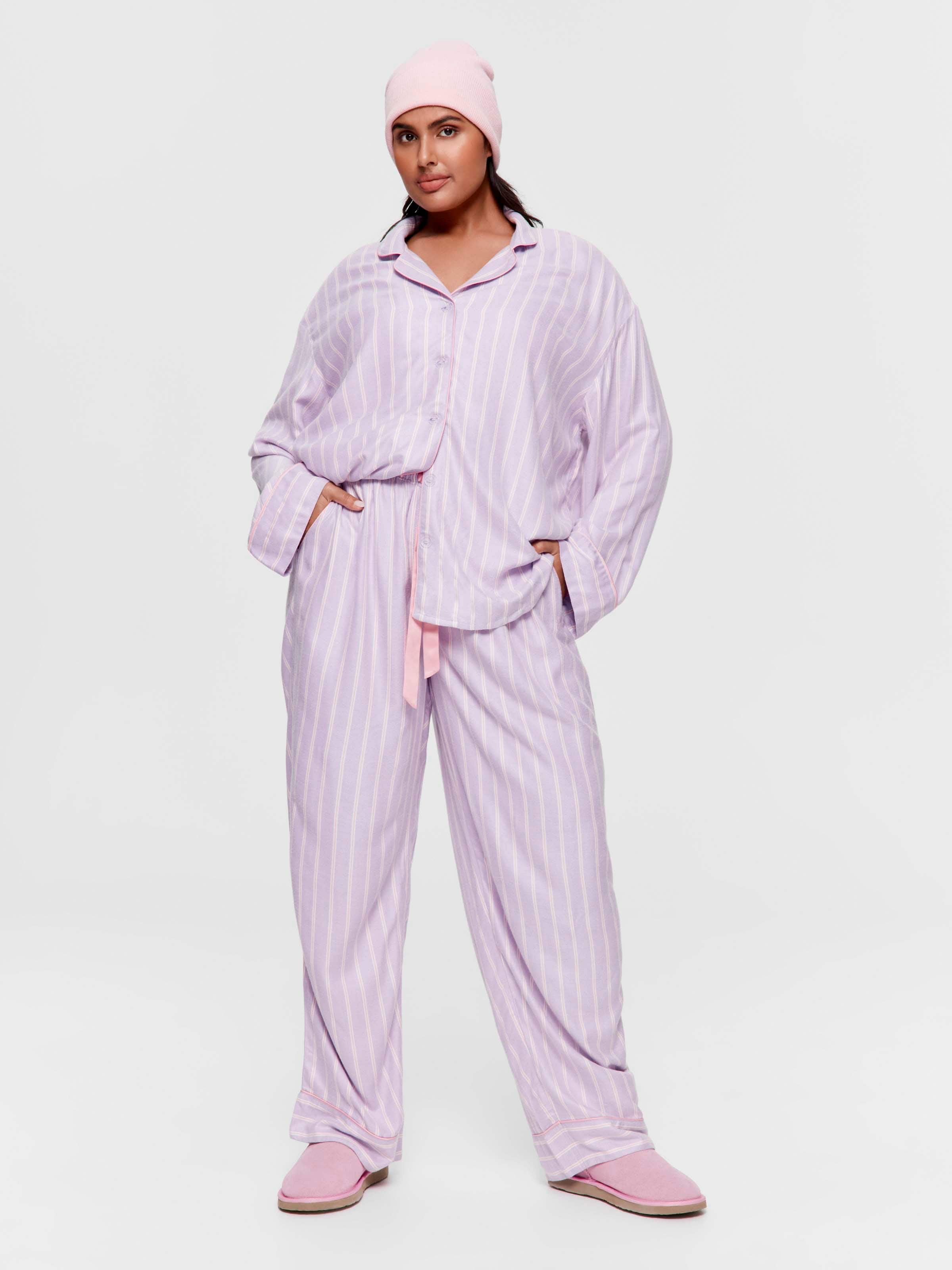 P.A. Plus Lilac Stripe Viscose Flannelette Classic Pj Pant
