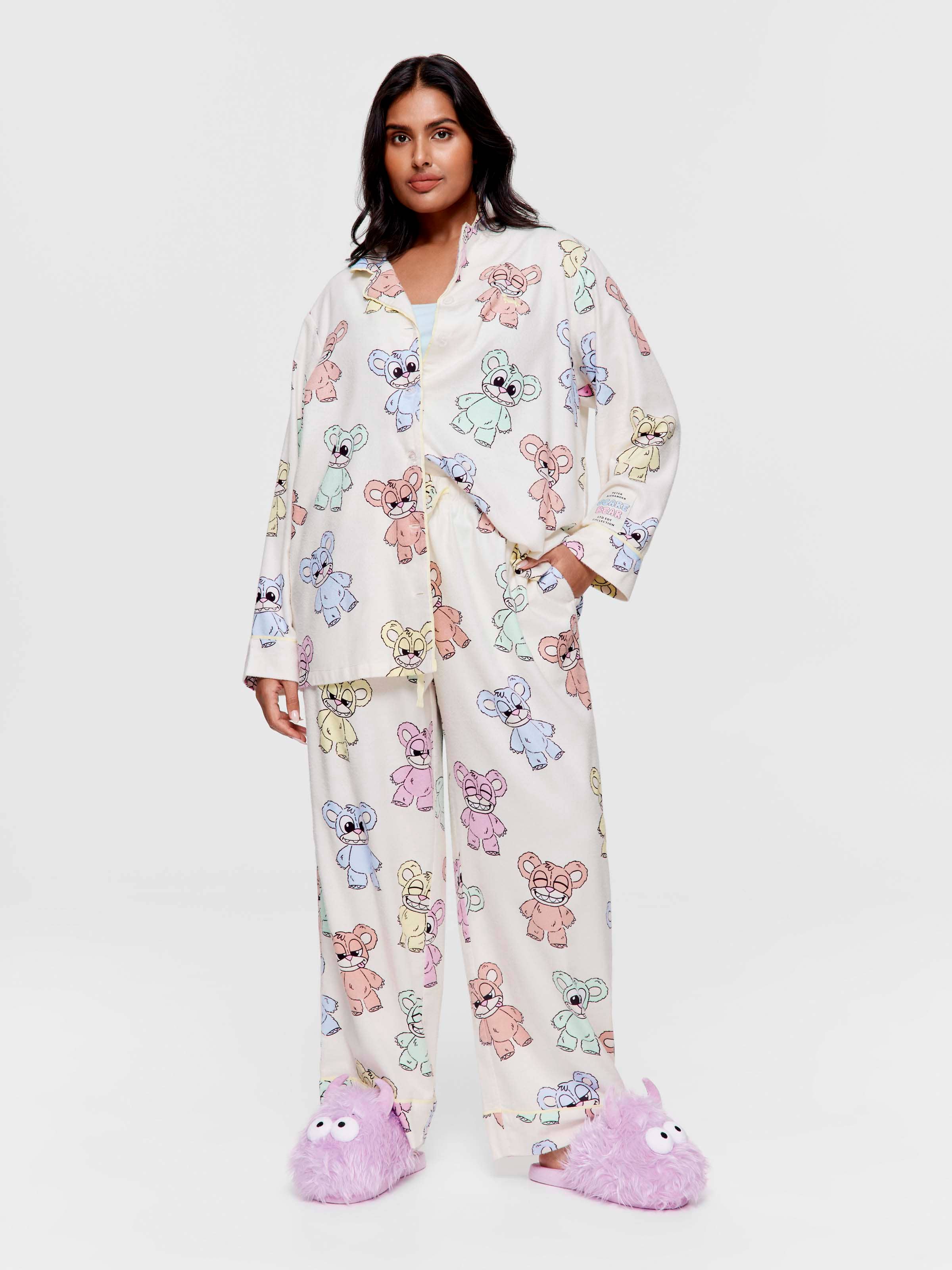 P.A. Plus Scare Bear Bamboo Flannelette Classic Pj Set