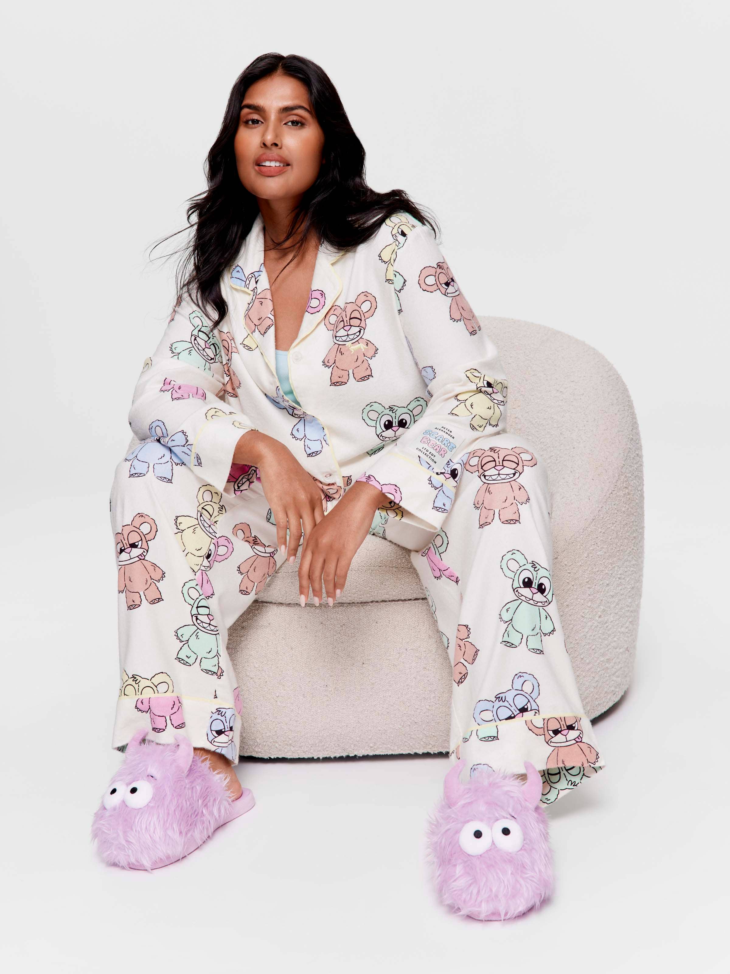 P.A. Plus Scare Bear Bamboo Flannelette Classic Pj Set