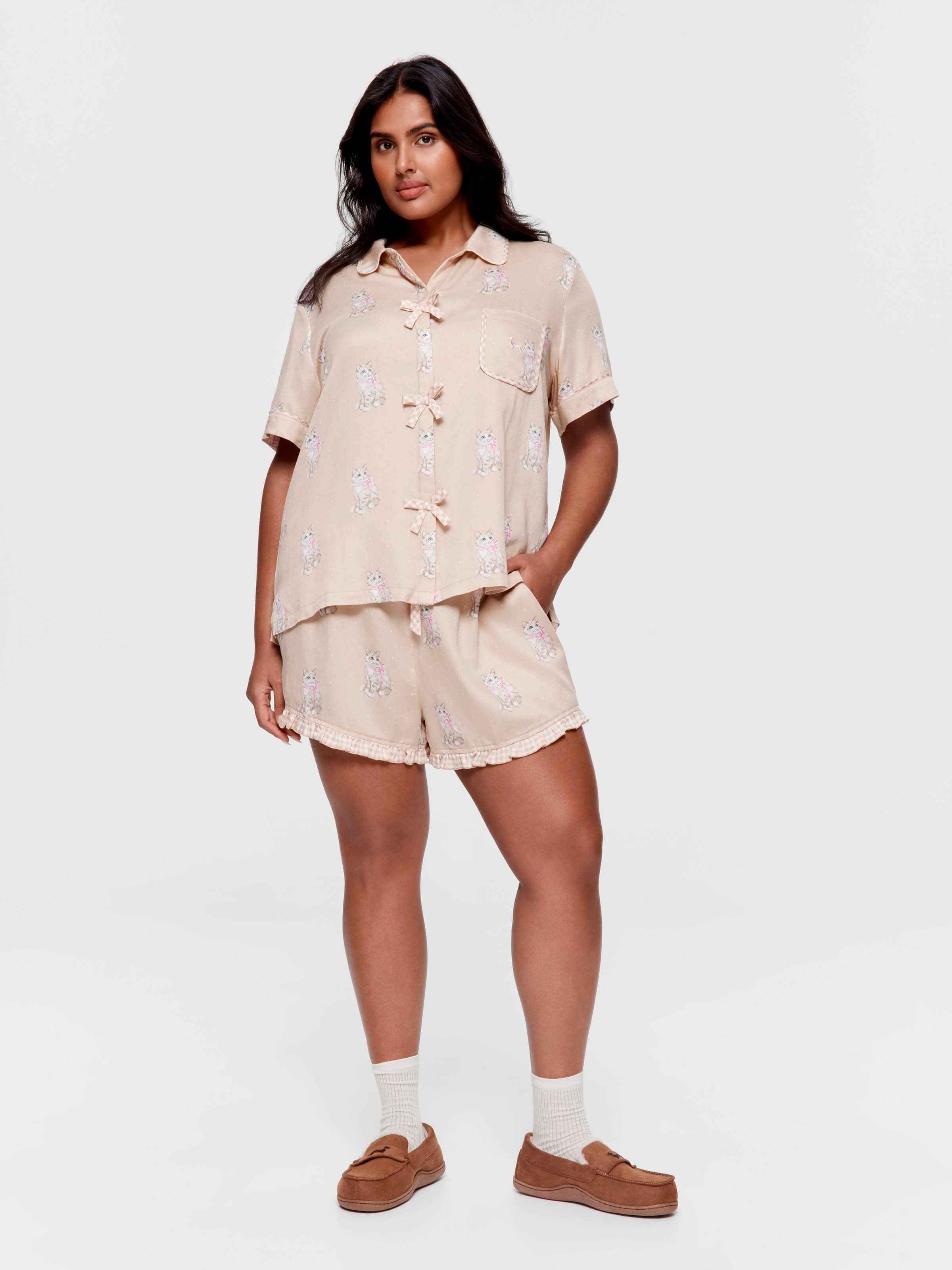 P.A. Plus Pussycat Bow Shortie Pj Set