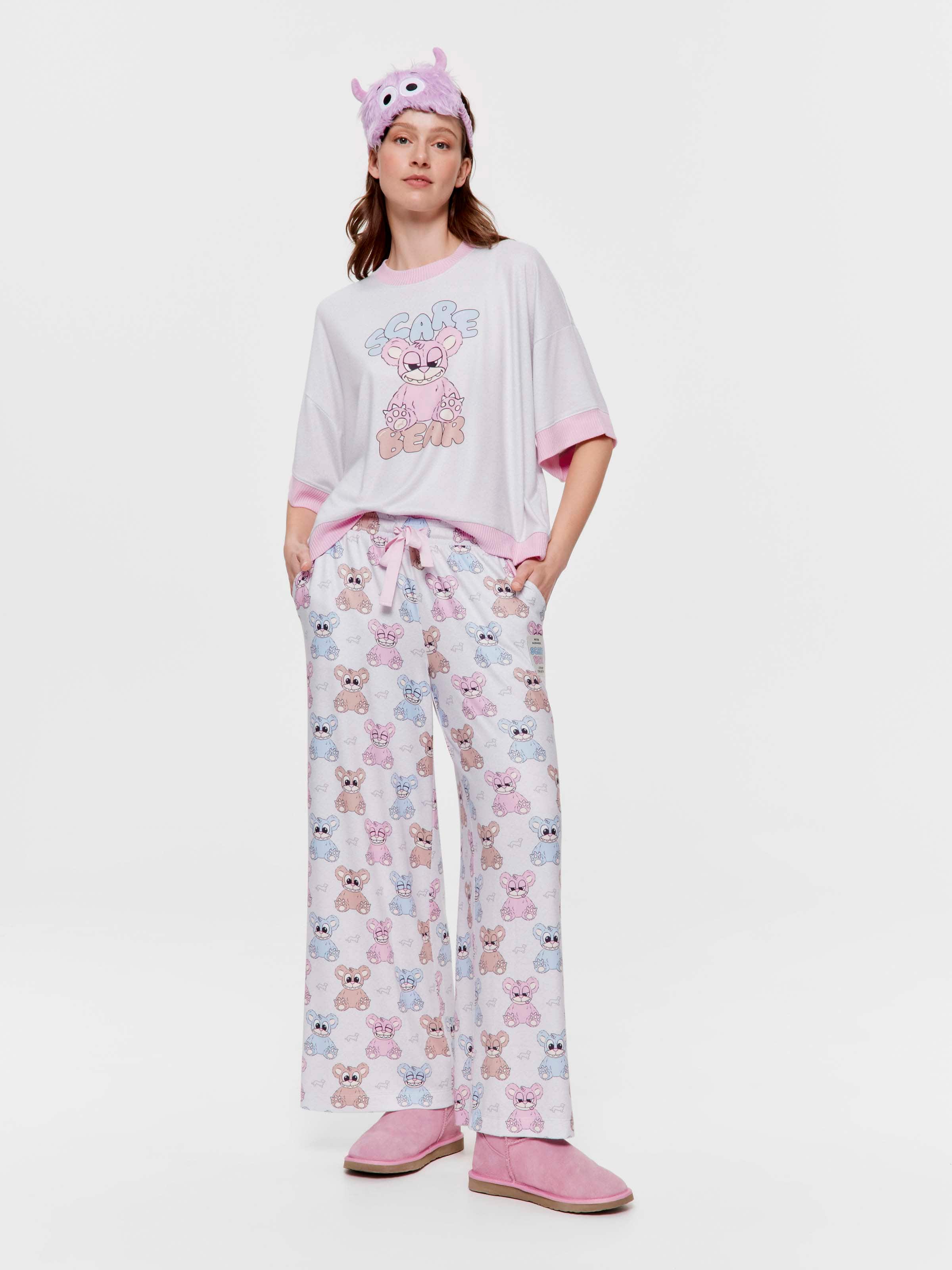 Scare Bear Plush Wide Leg Pj Pant