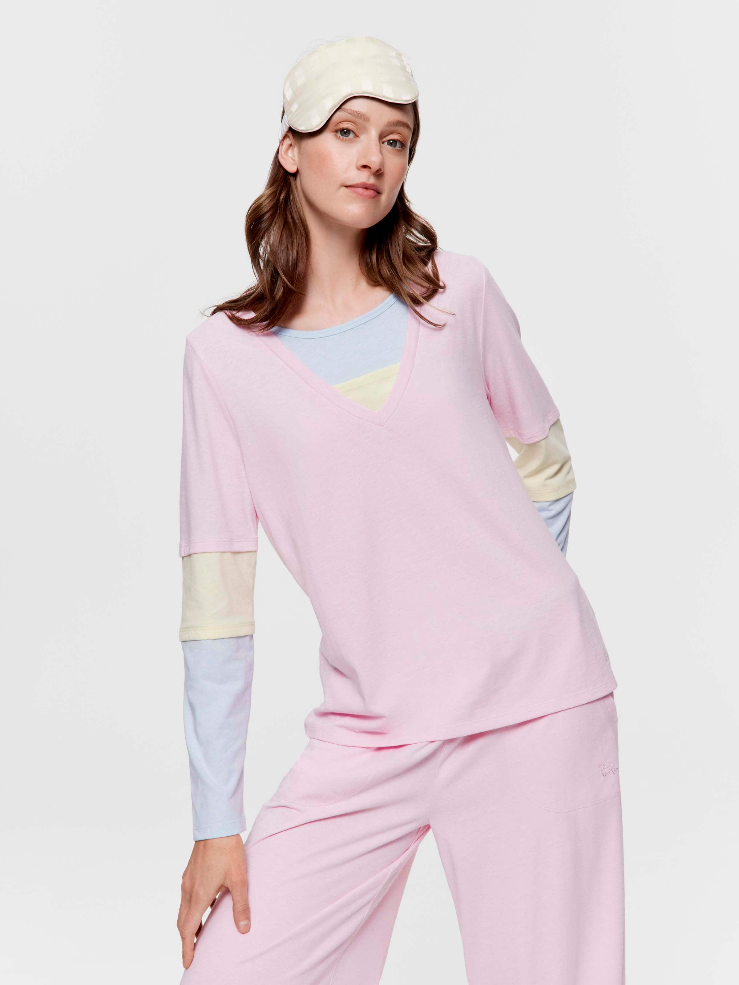 Contrast Block Long Sleeve Fashion Top