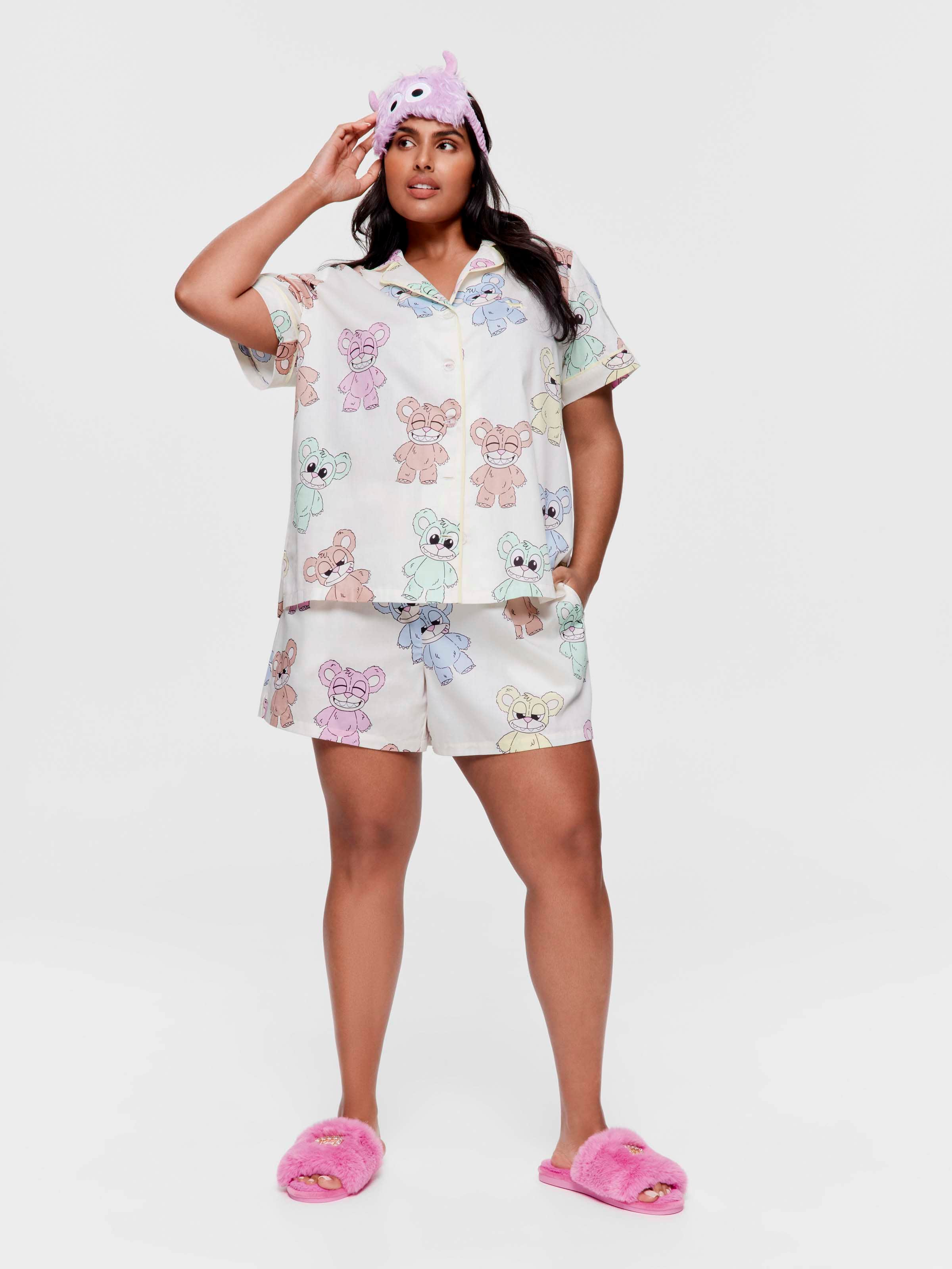 P.A. Plus Scare Bear 100% Cotton Shortie Pj Set