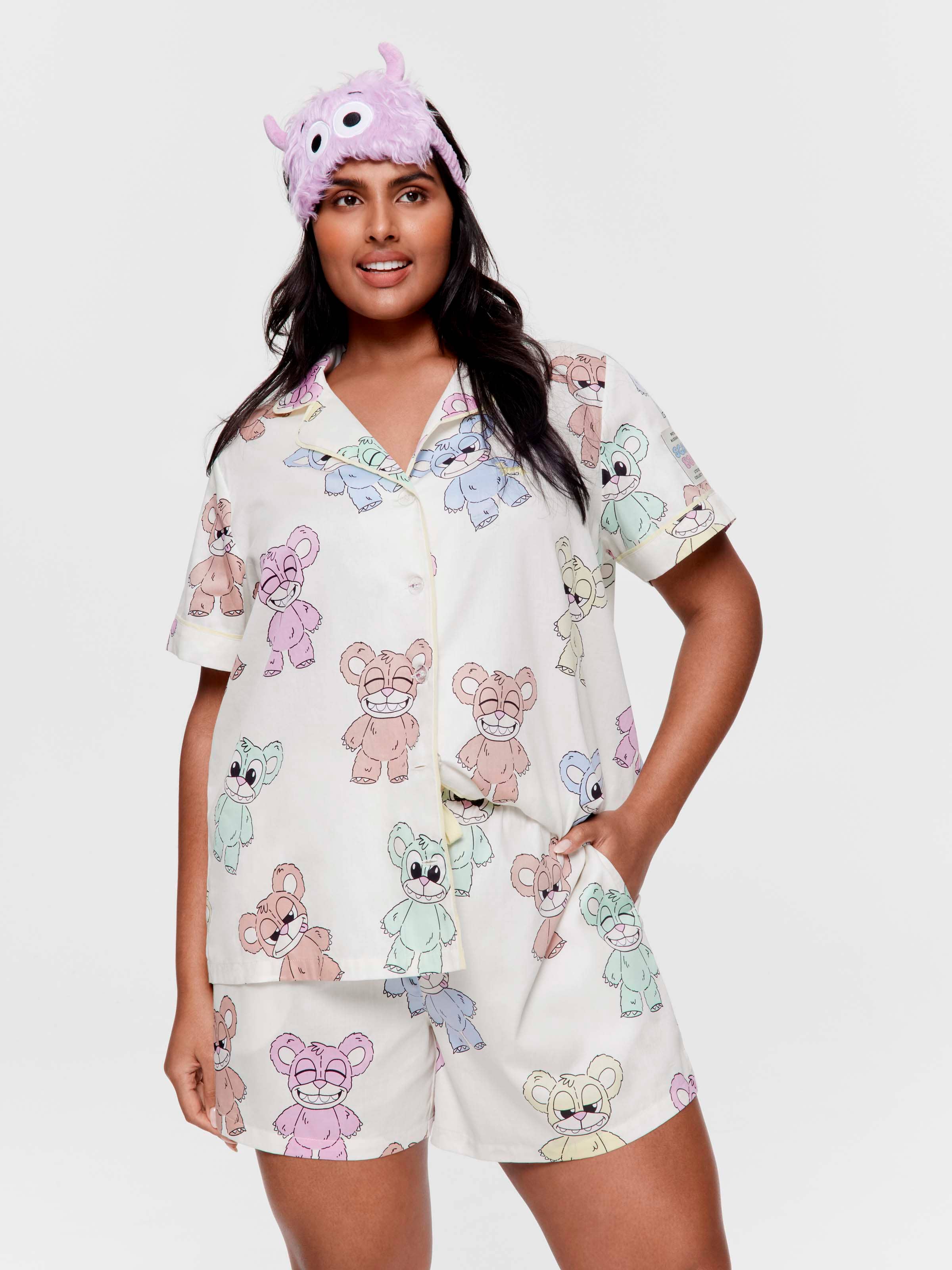 P.A. Plus Scare Bear 100% Cotton Shortie Pj Set