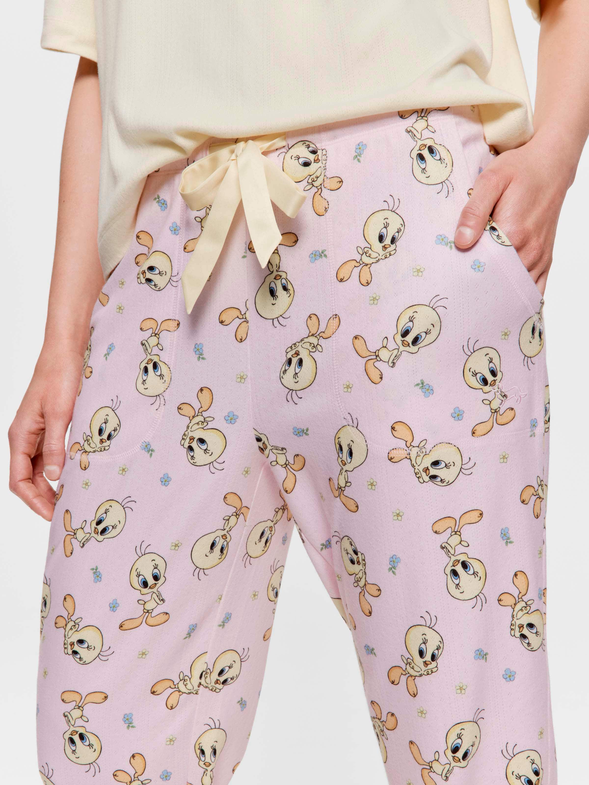 Looney Tunes Tweety Pointelle Tapered Pj Pant