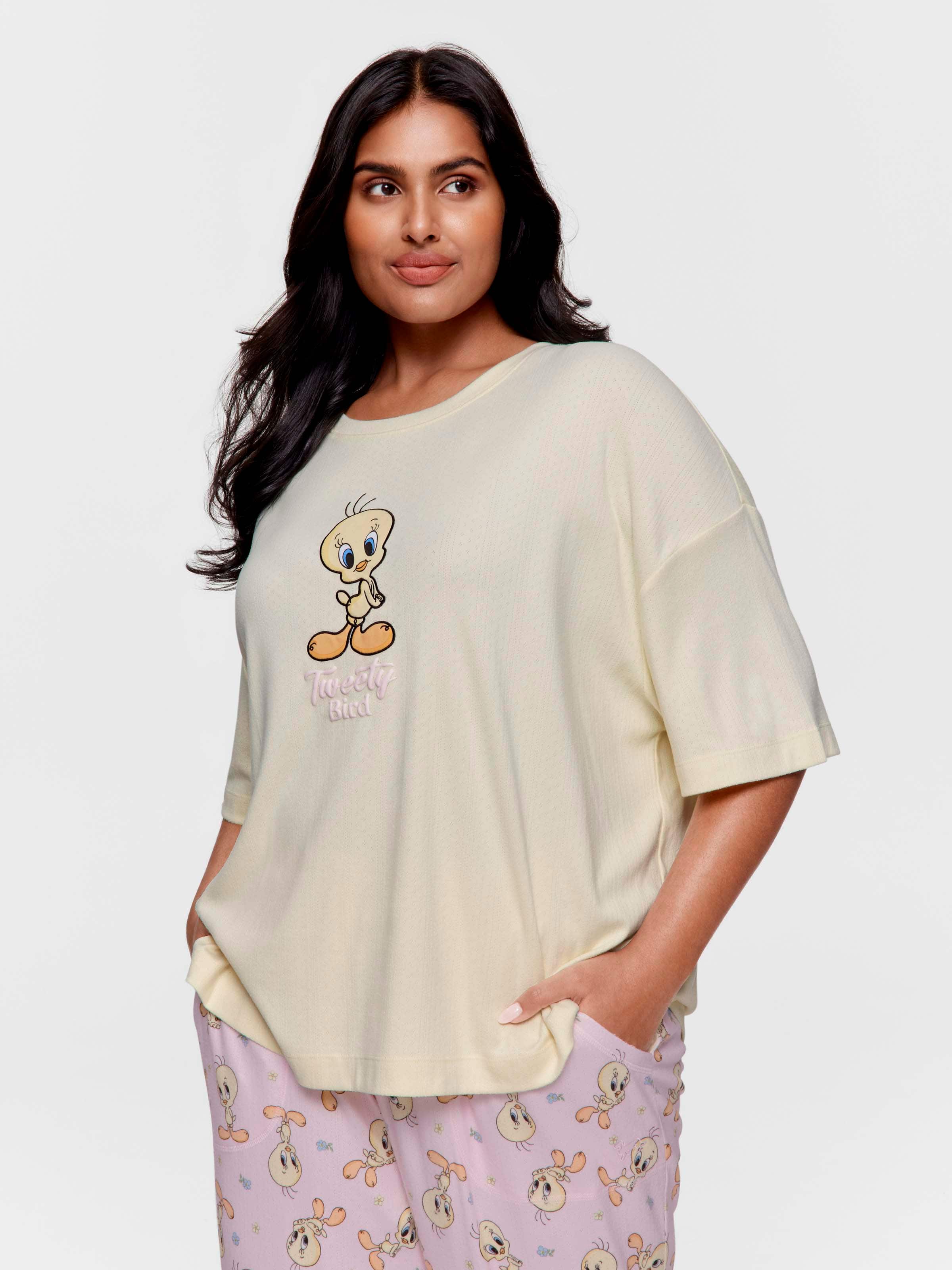 P.A. Plus Looney Tunes Tweety Pointelle Oversized Tee
