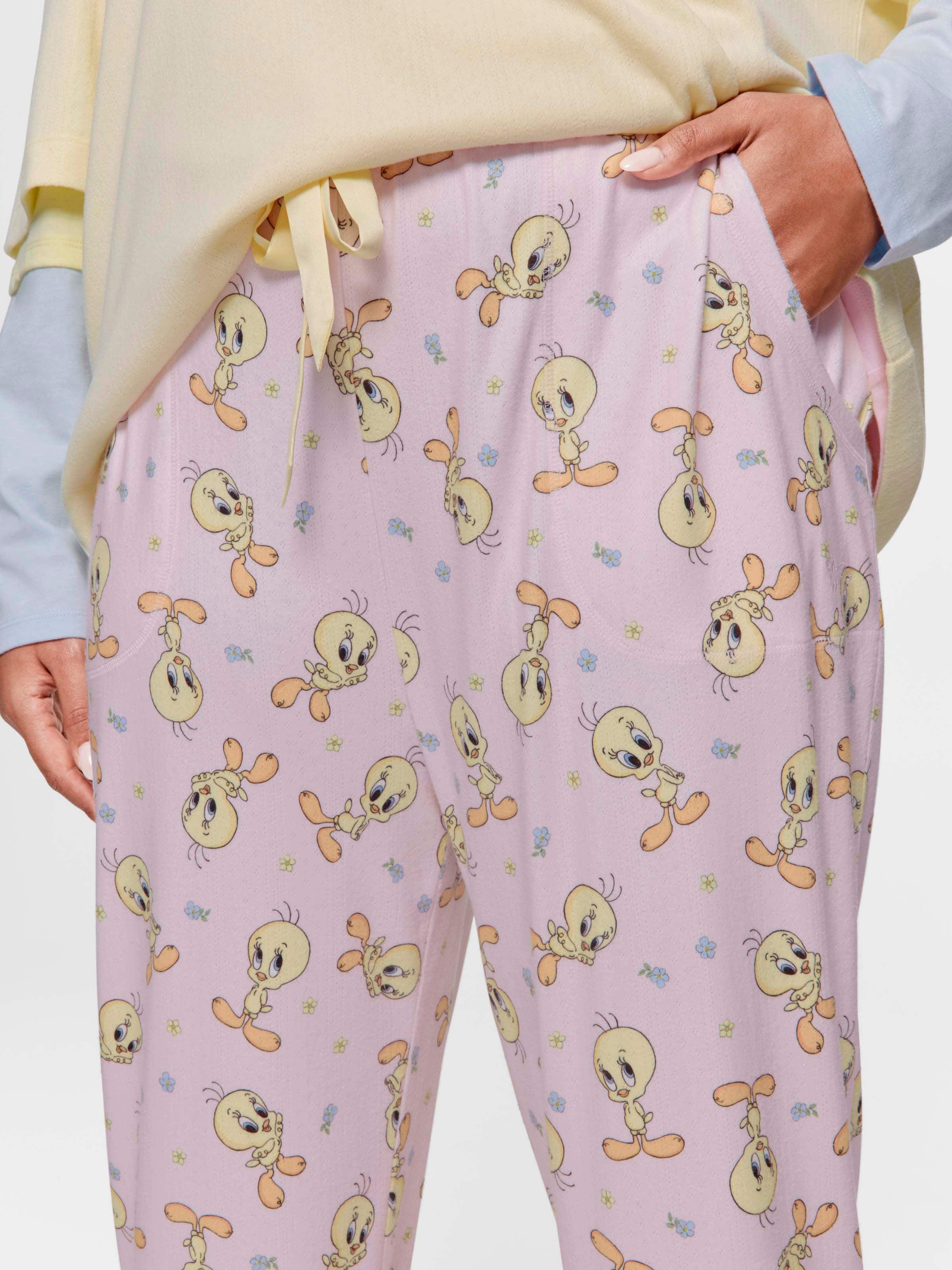 P.A. Plus Looney Tunes Tweety Pointelle Tapered Pj Pant