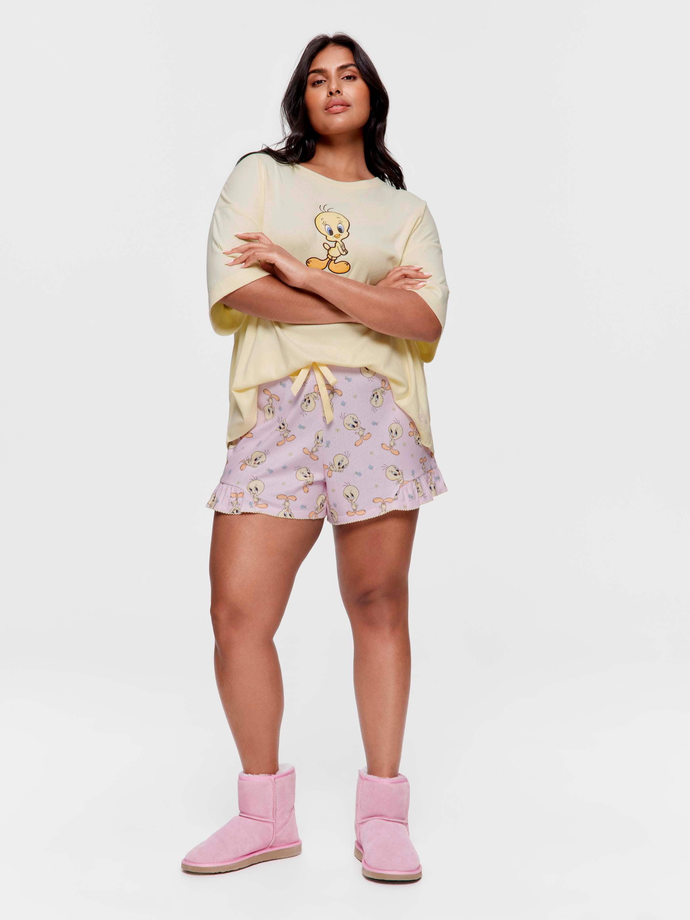 P.A. Plus Looney Tunes Tweety Pointelle Mini Frill Short