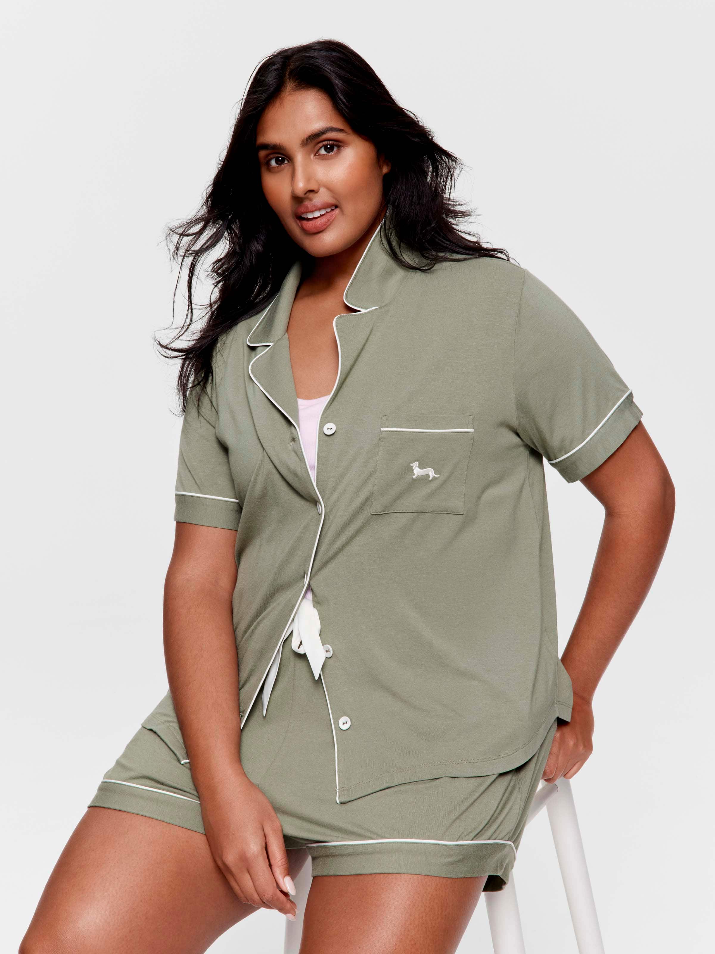 P.A. Plus Sage Bamboo Jersey Shortie Pj Set