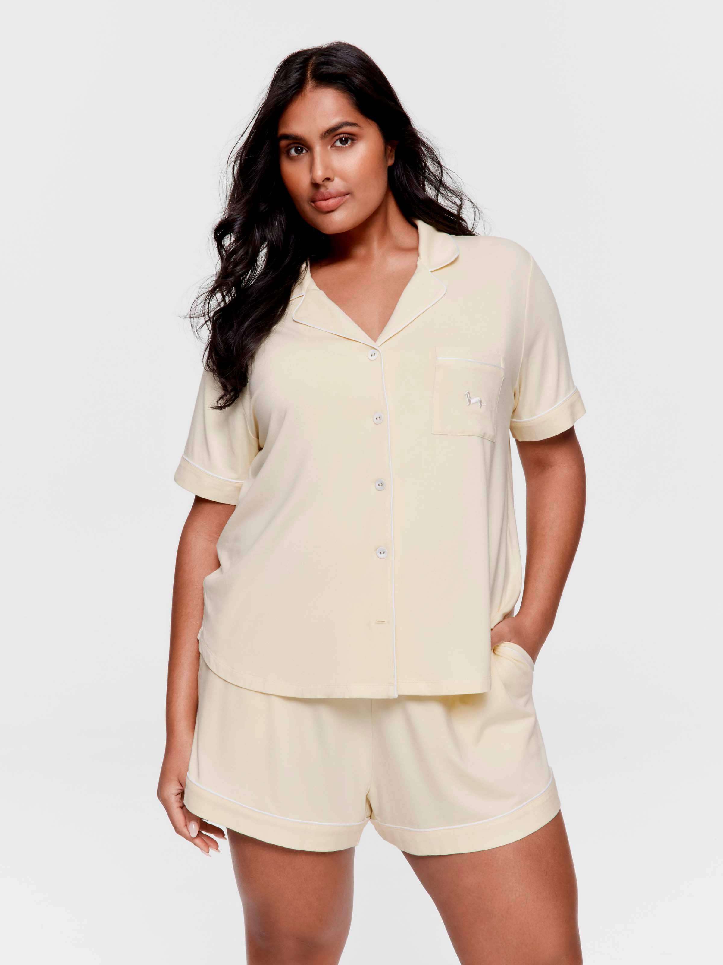 P.A. Plus Butter Bamboo Jersey Shortie Pj Set