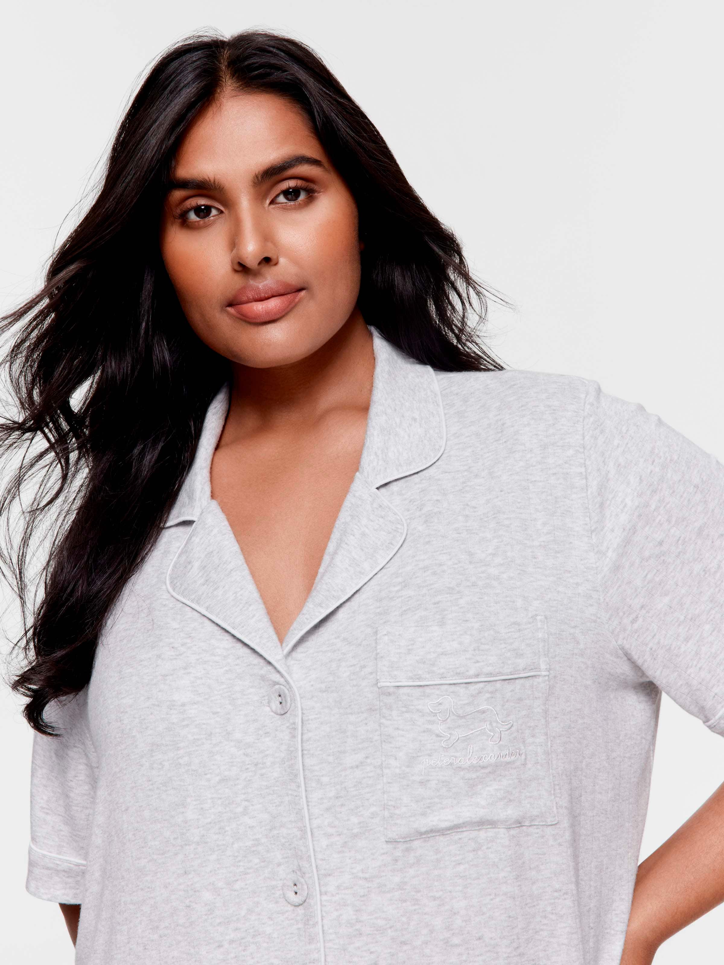 P.A. Plus Grey Soft Rib Short Sleeve Nightshirt