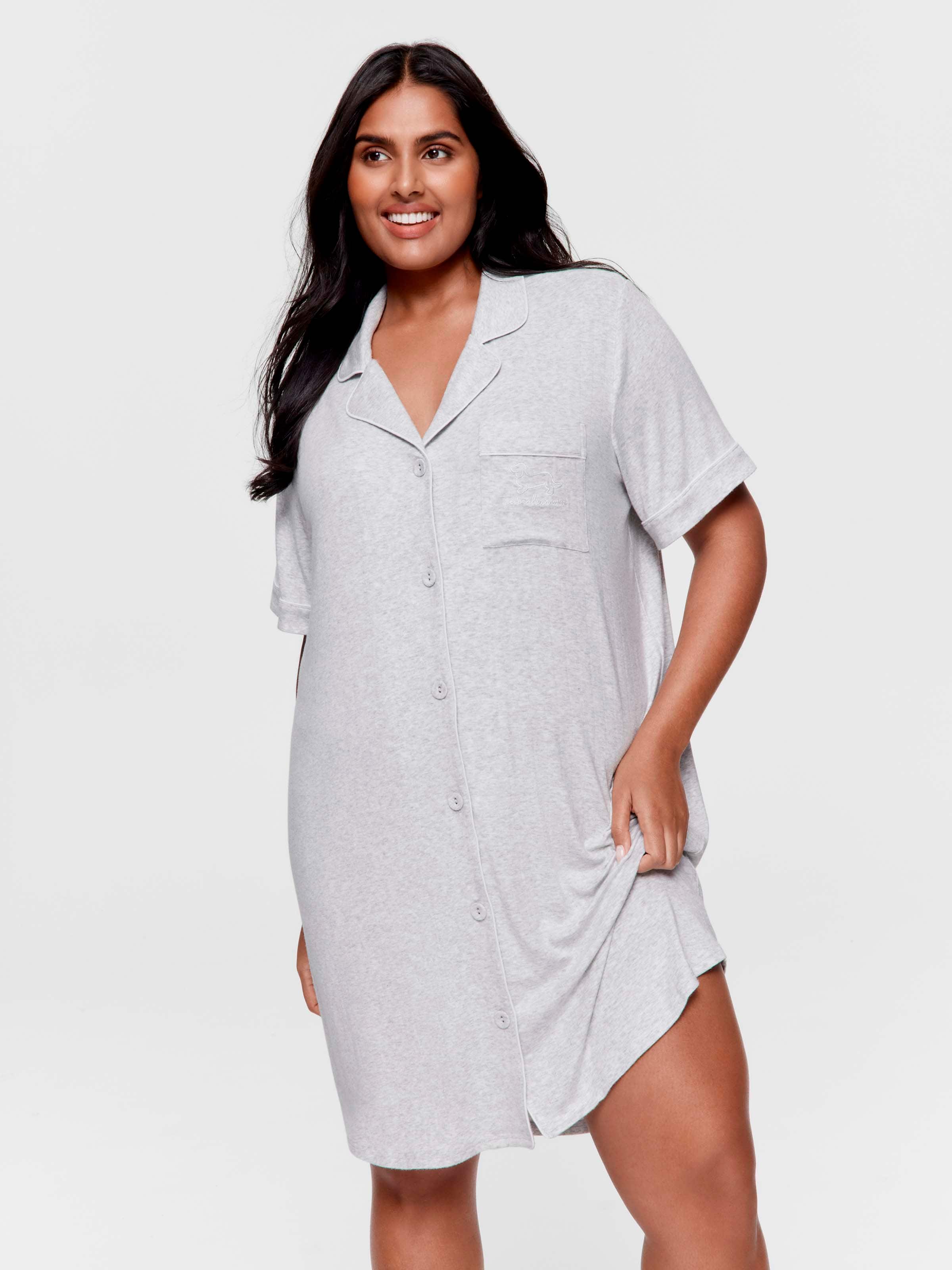 P.A. Plus Grey Soft Rib Short Sleeve Nightshirt