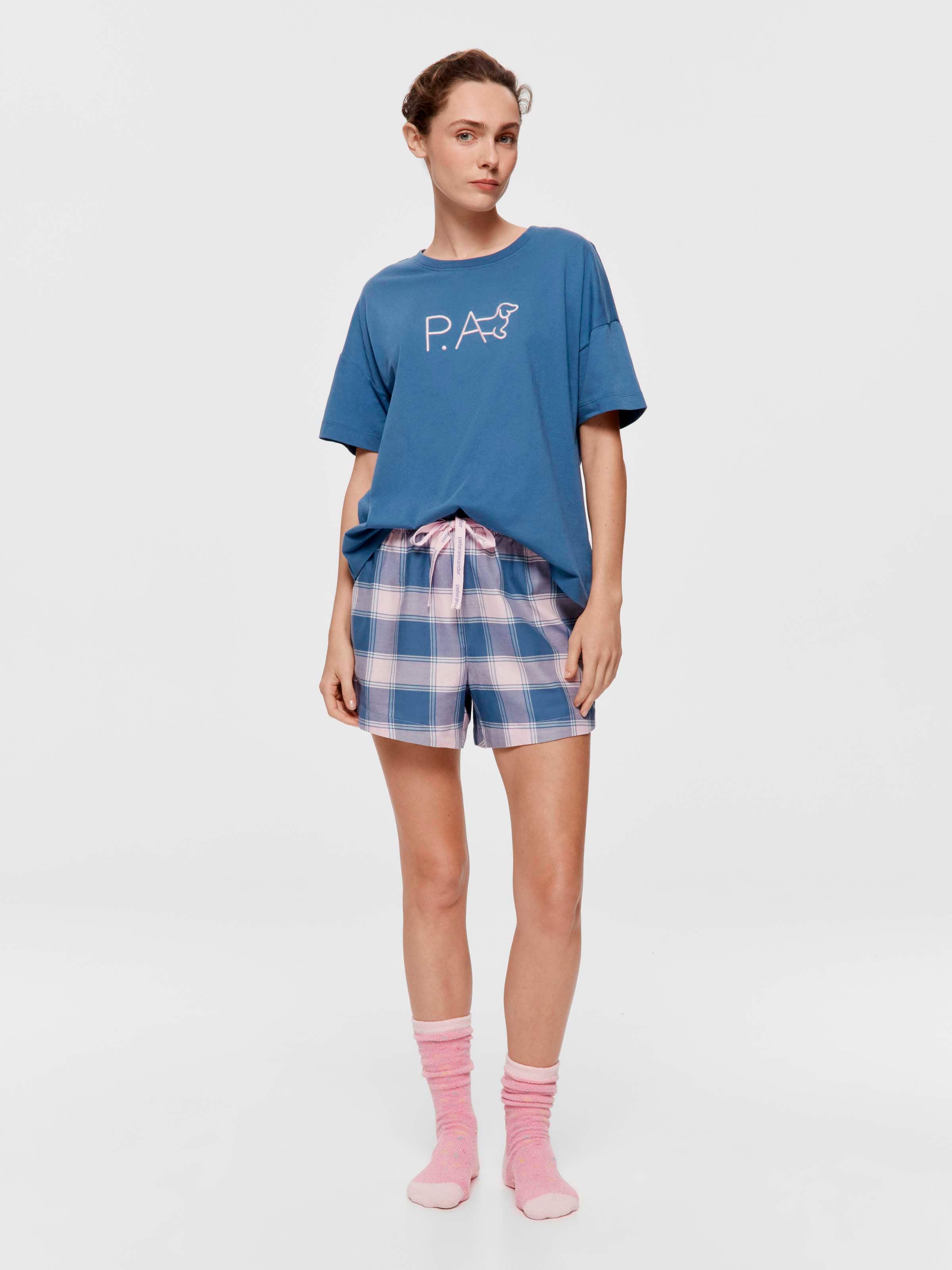 Navy Check 100% Cotton Gerri Short