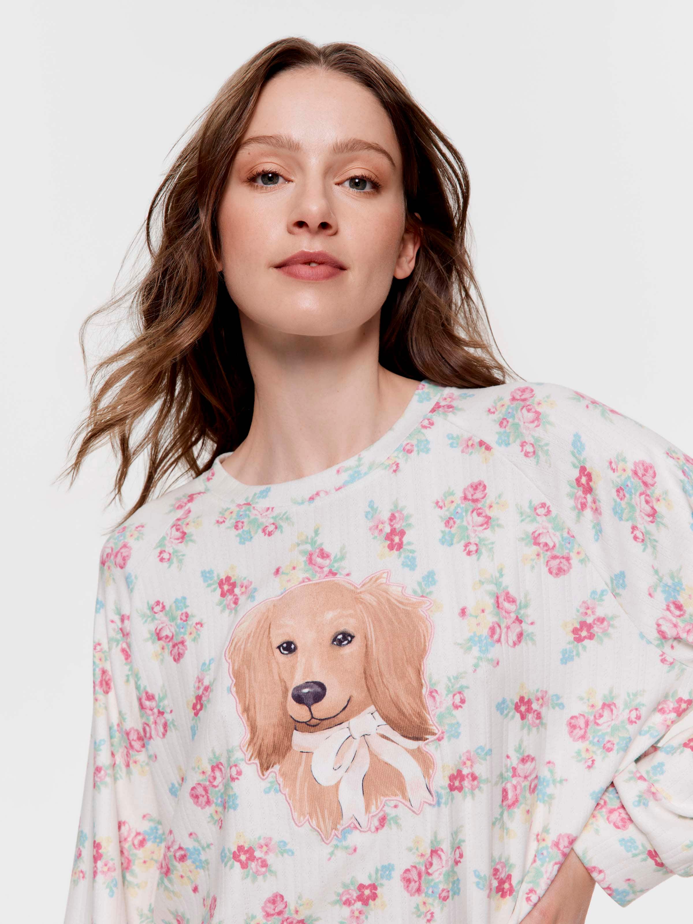 Ditsy Floral Dog Pointelle Sweater