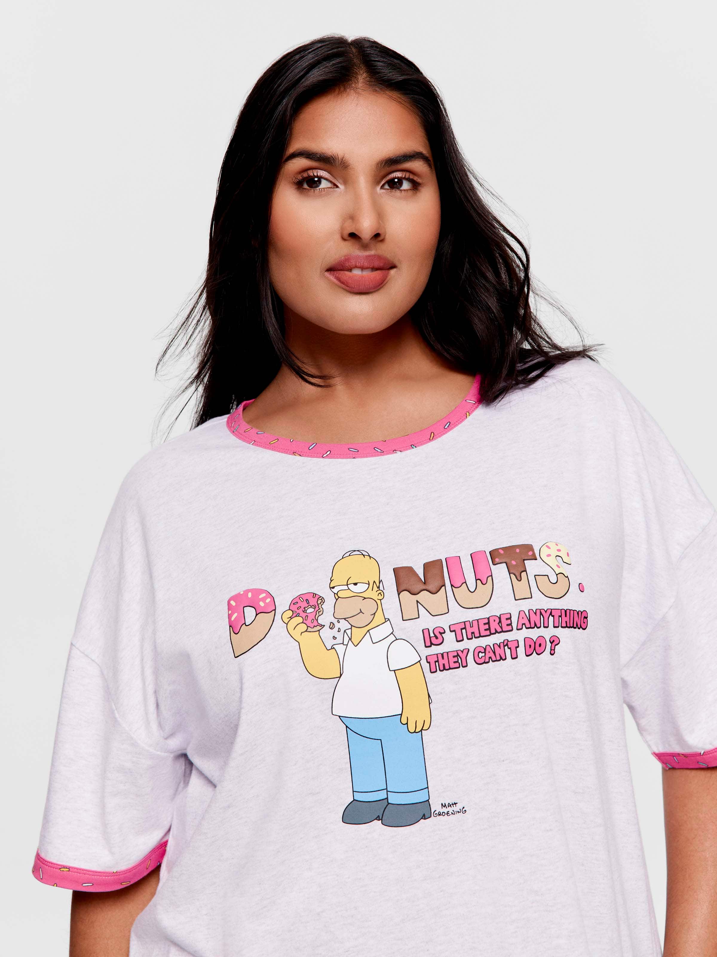 P.A. Plus The Simpsons Homer Donut 100% Cotton Oversized Tee