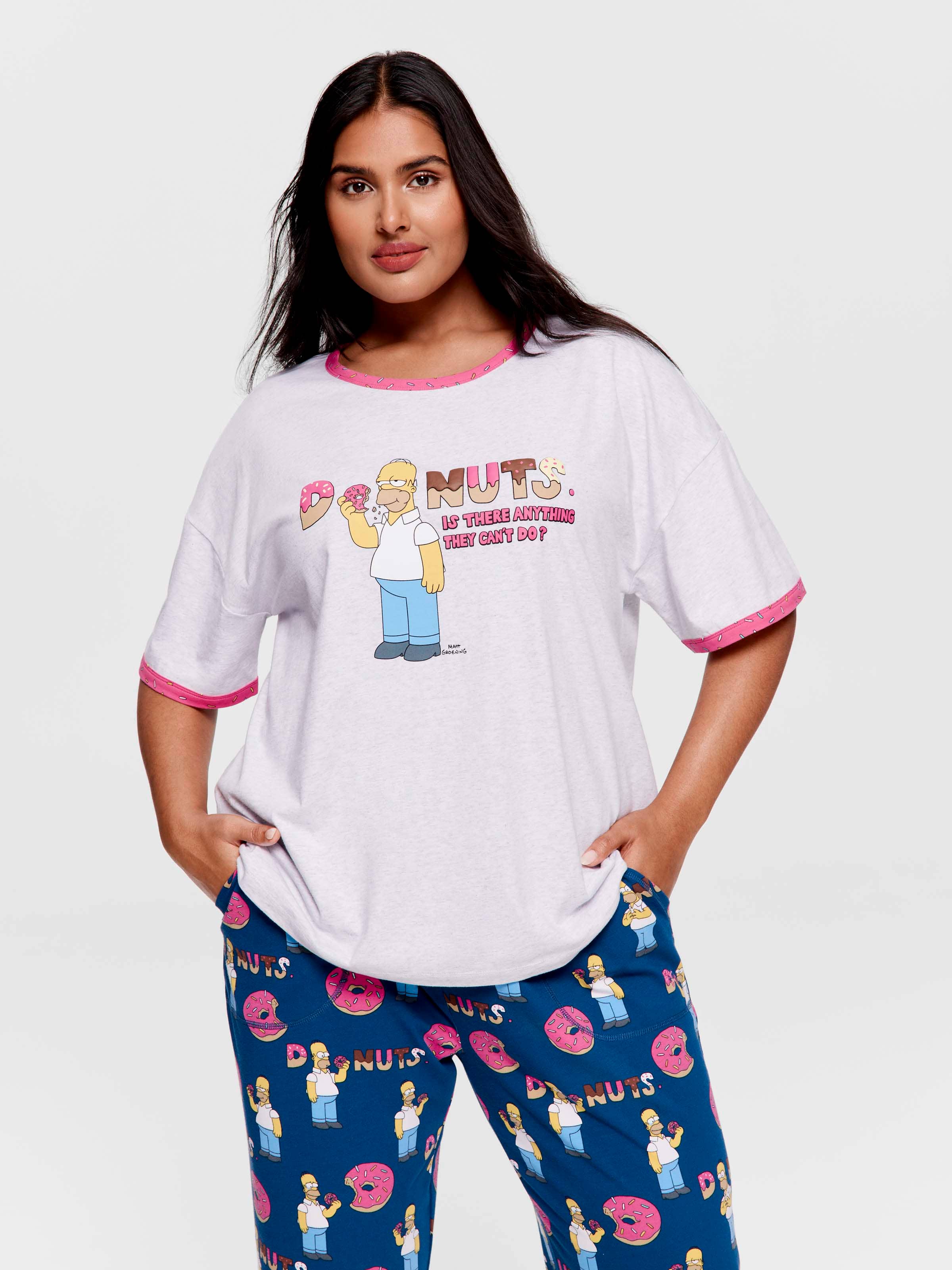 P.A. Plus The Simpsons Homer Donut 100% Cotton Oversized Tee