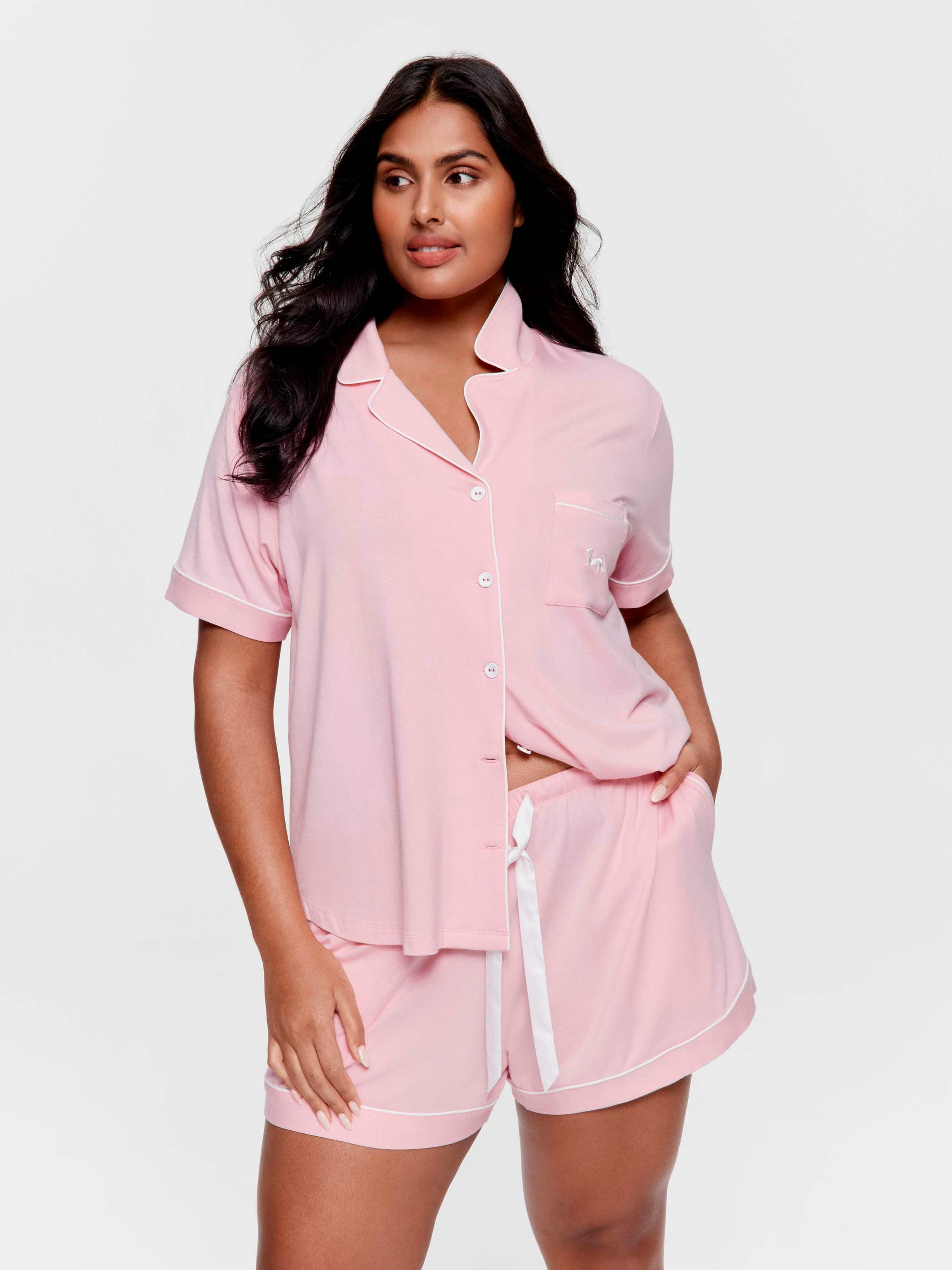 P.A. Plus Pink Bamboo Jersey Shortie Pj Set