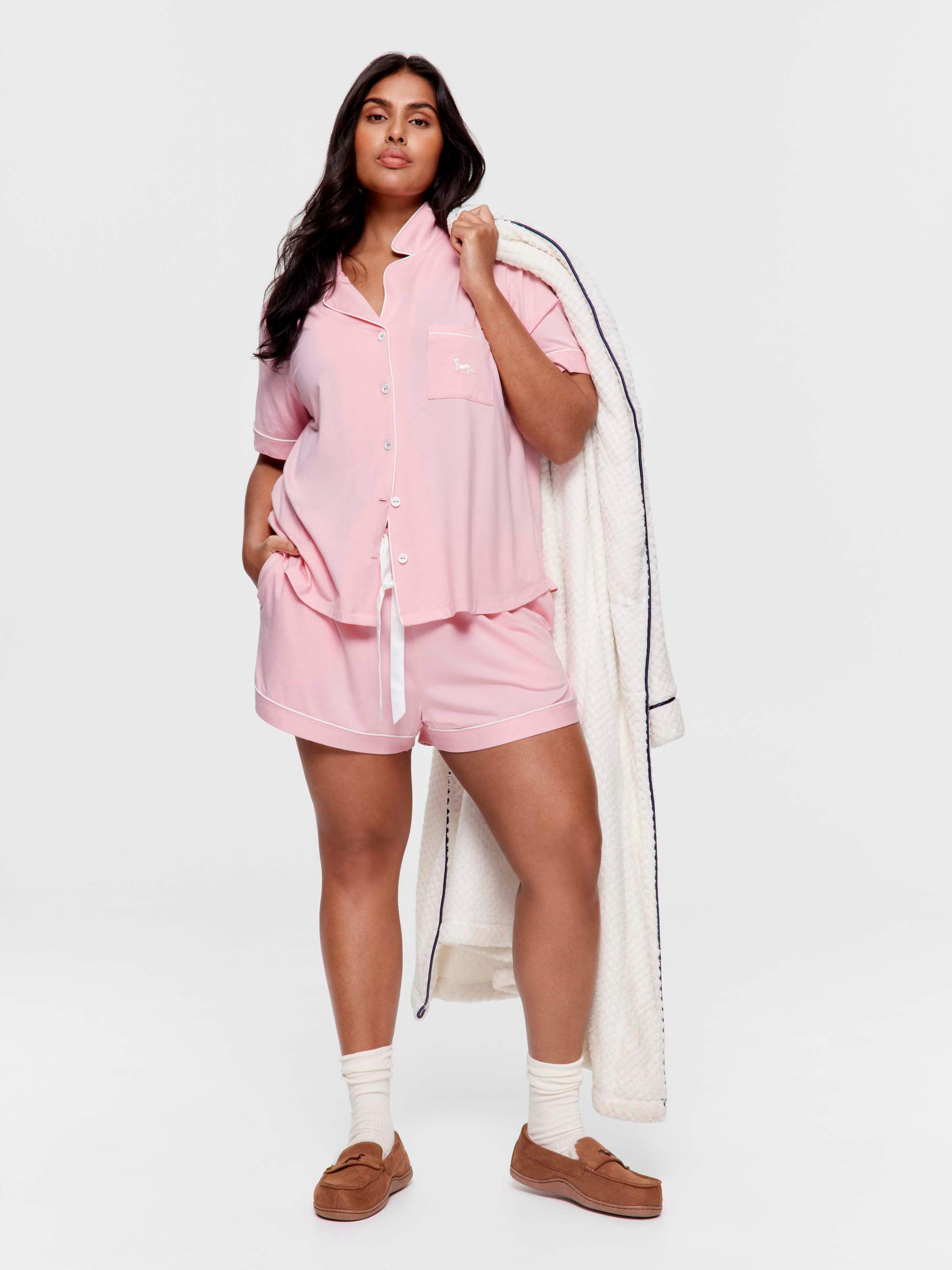 P.A. Plus Pink Bamboo Jersey Shortie Pj Set