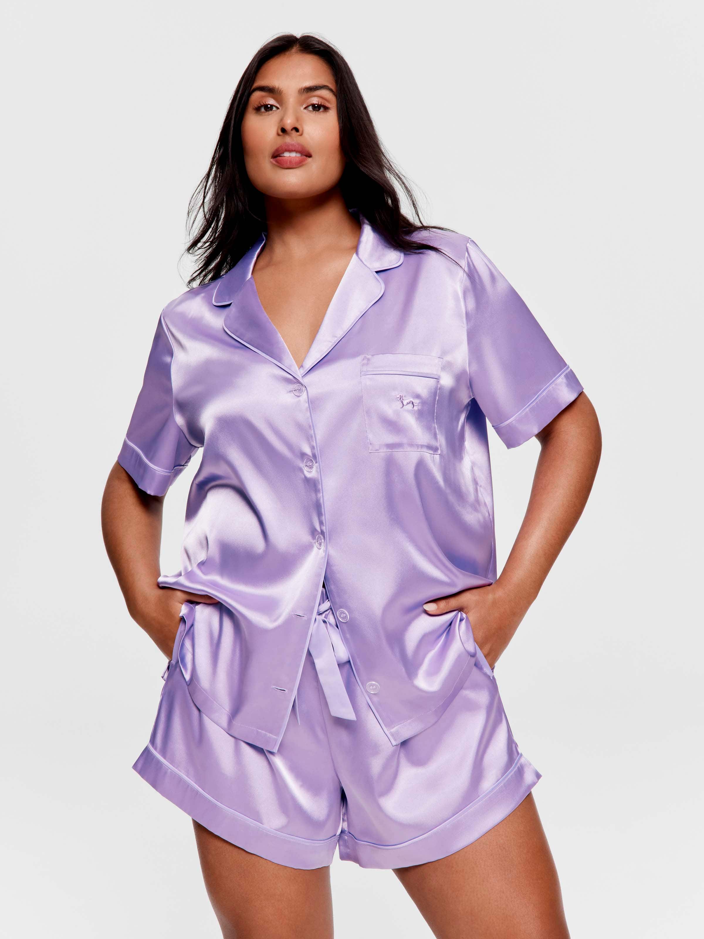 P.A. Plus Iris Chic Satin Shortie Pj Set