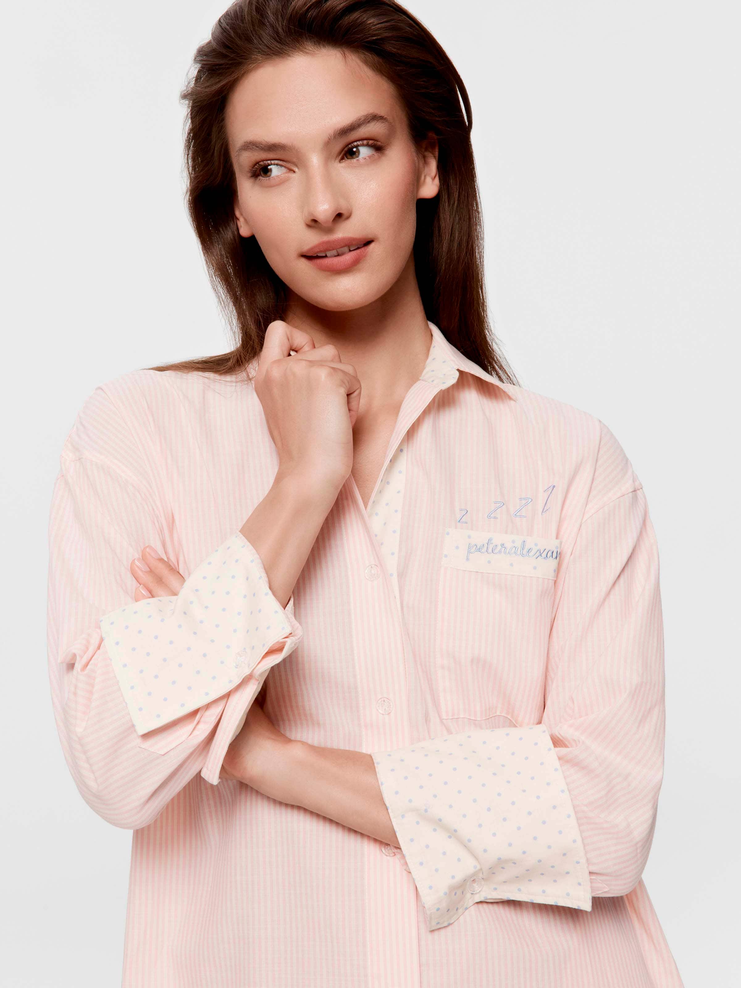Spots & Stripes Long Sleeve 100% Cotton Nightshirt