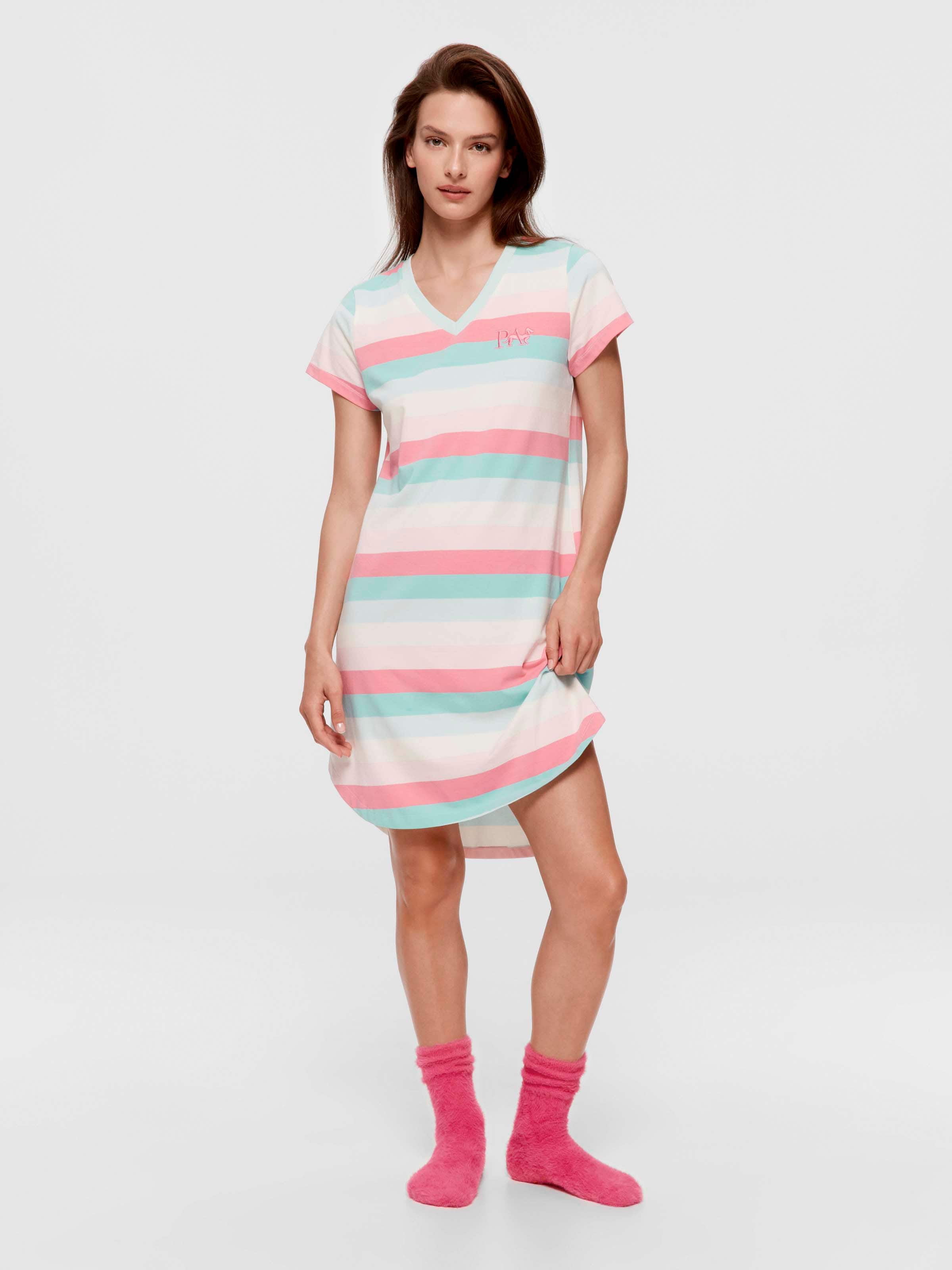 Pastel Stripe V Neck Nightie