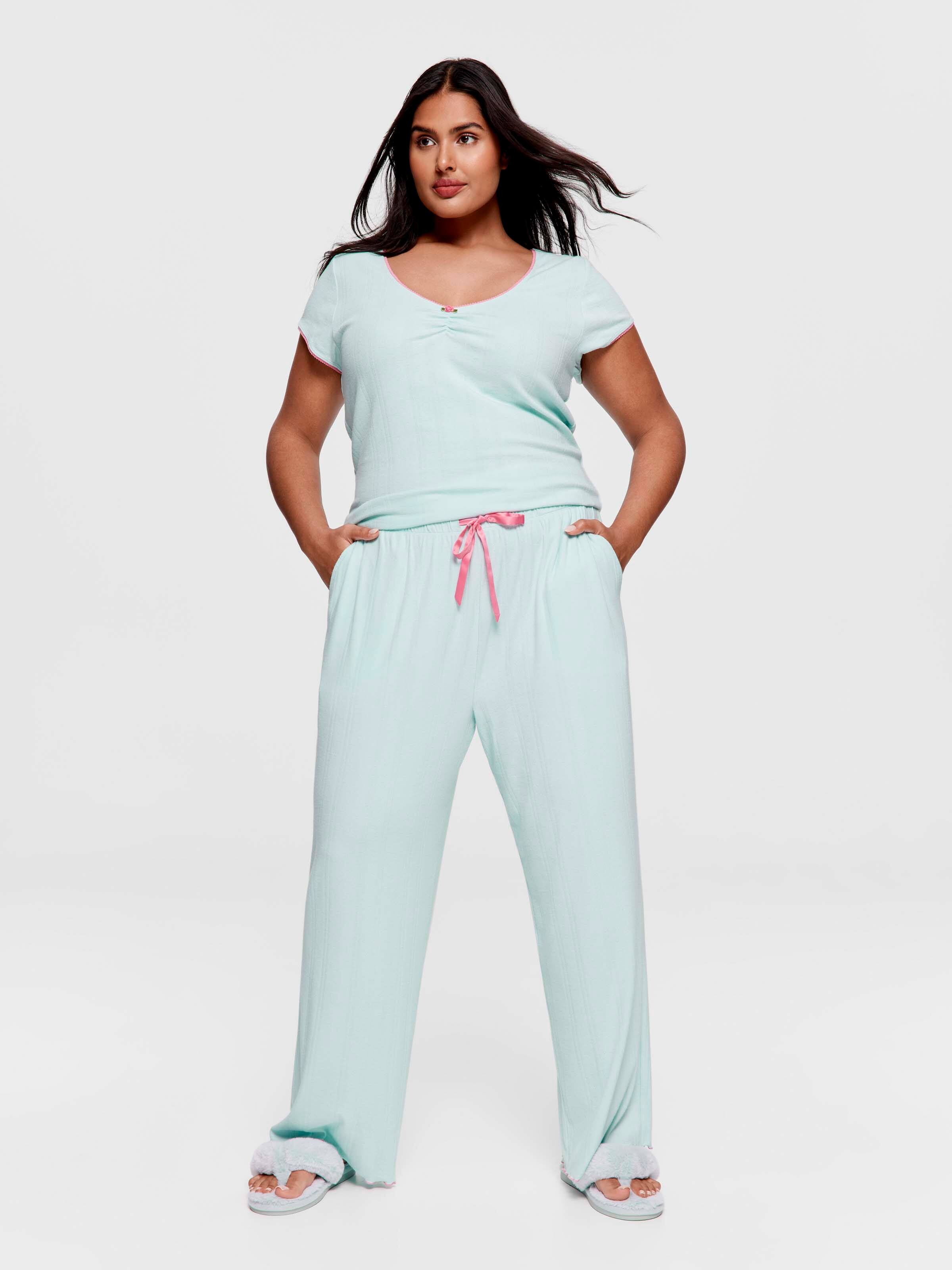 P.A. Plus Mint Pointelle Straight Leg Pj Pant