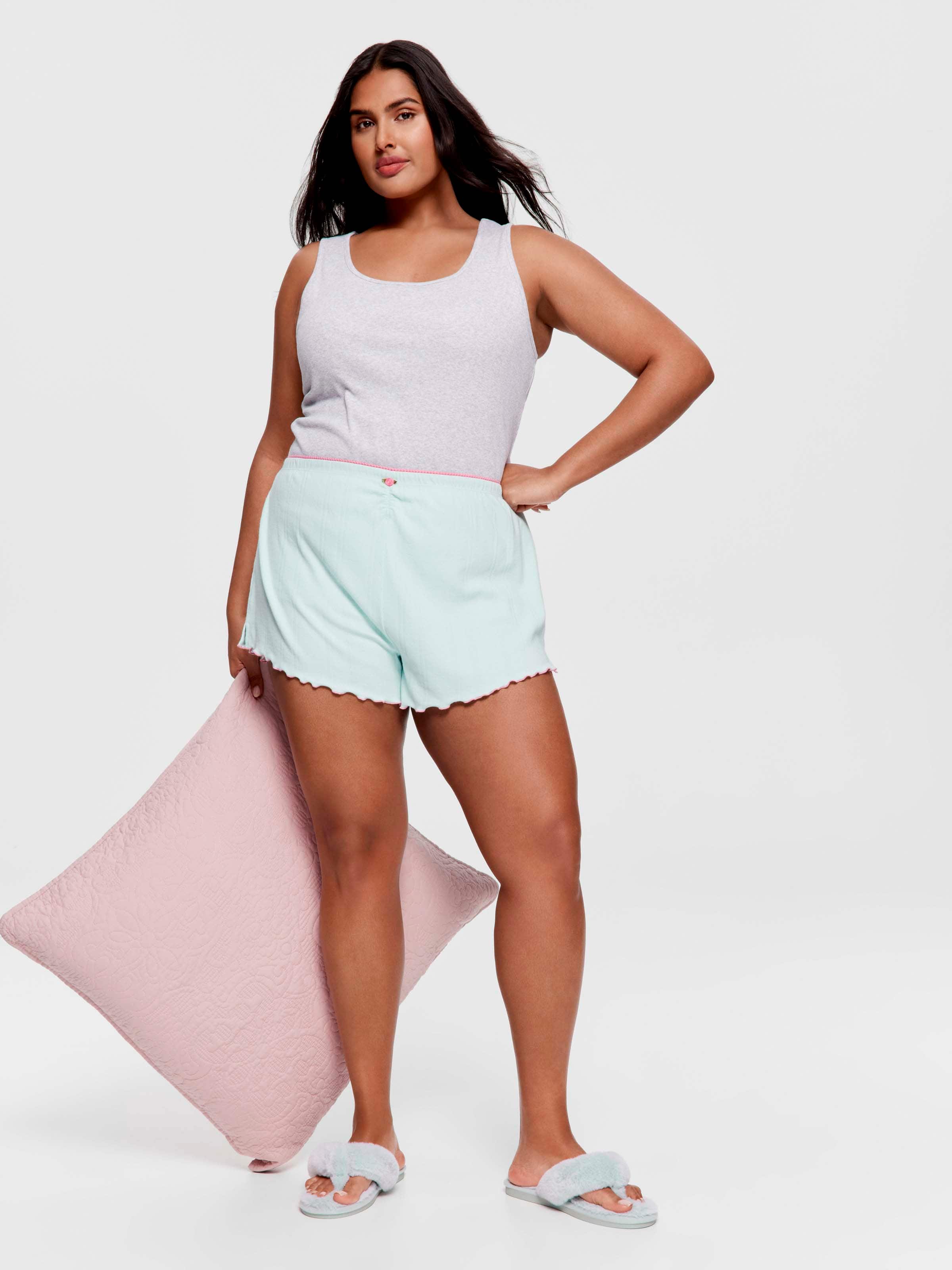 P.A. Plus Mint Pointelle Mini Short