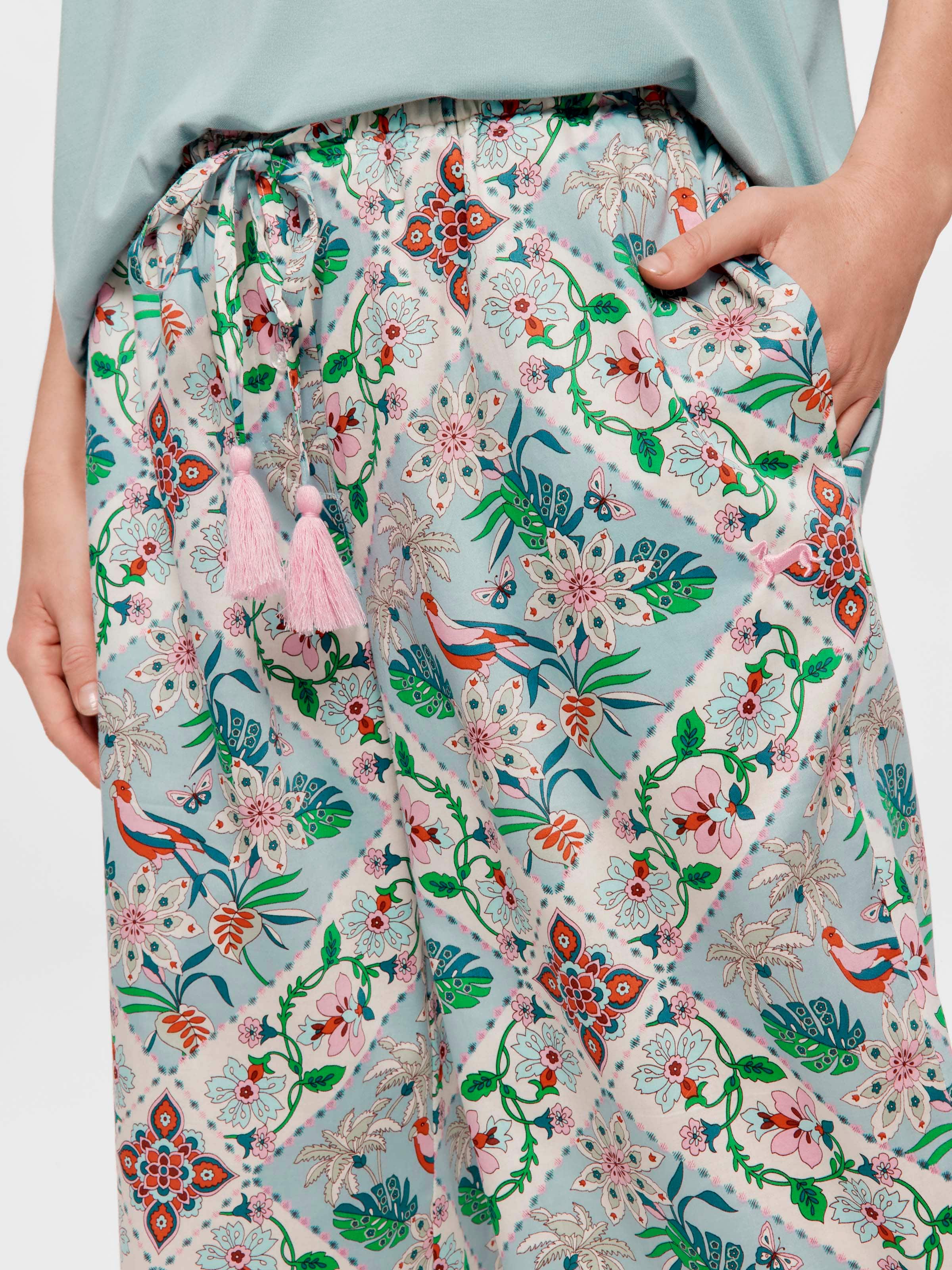Floral Tile 100% Soft Cotton 3/4 Pj Pant