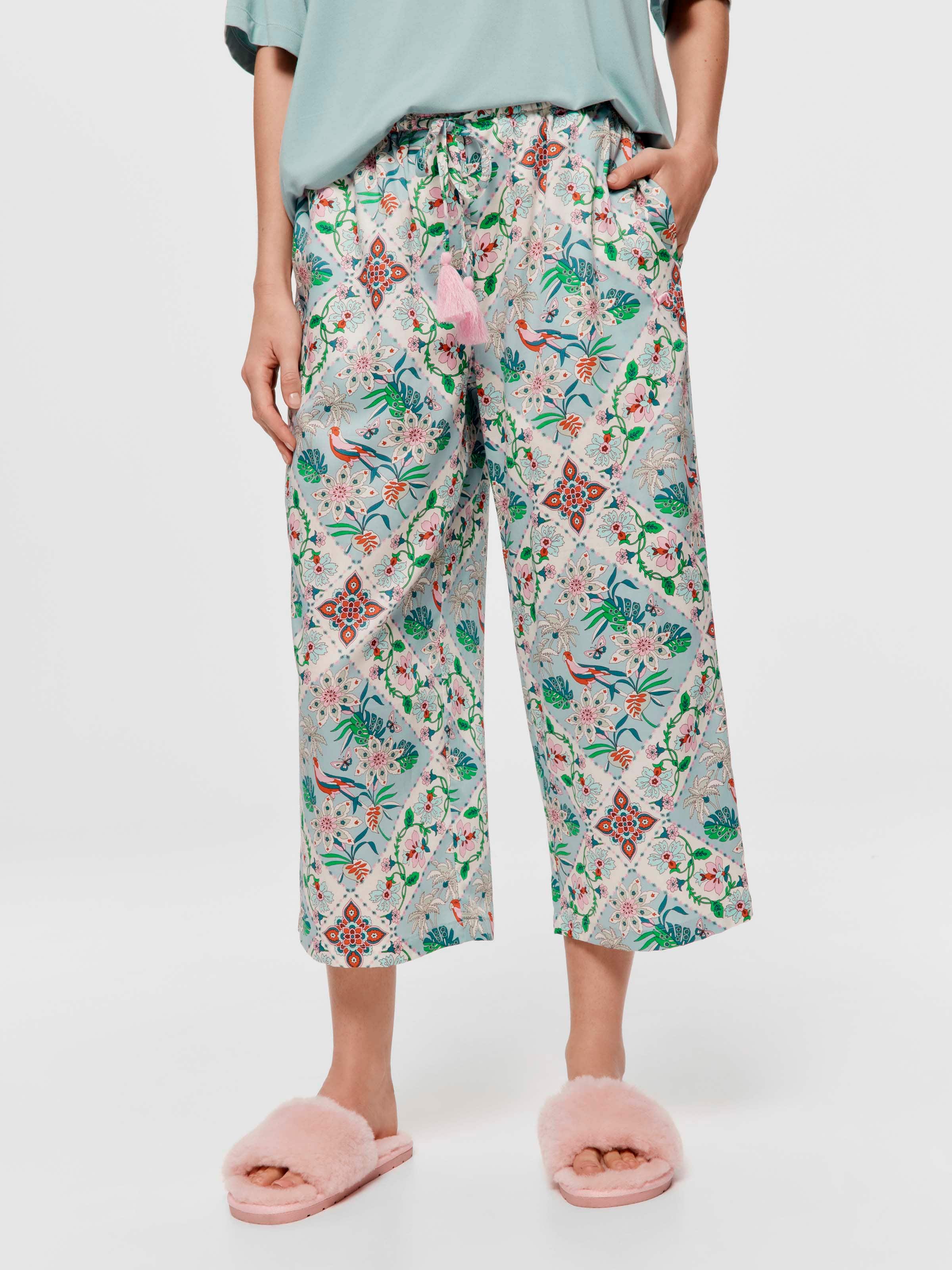 Floral Tile 100% Soft Cotton 3/4 Pj Pant