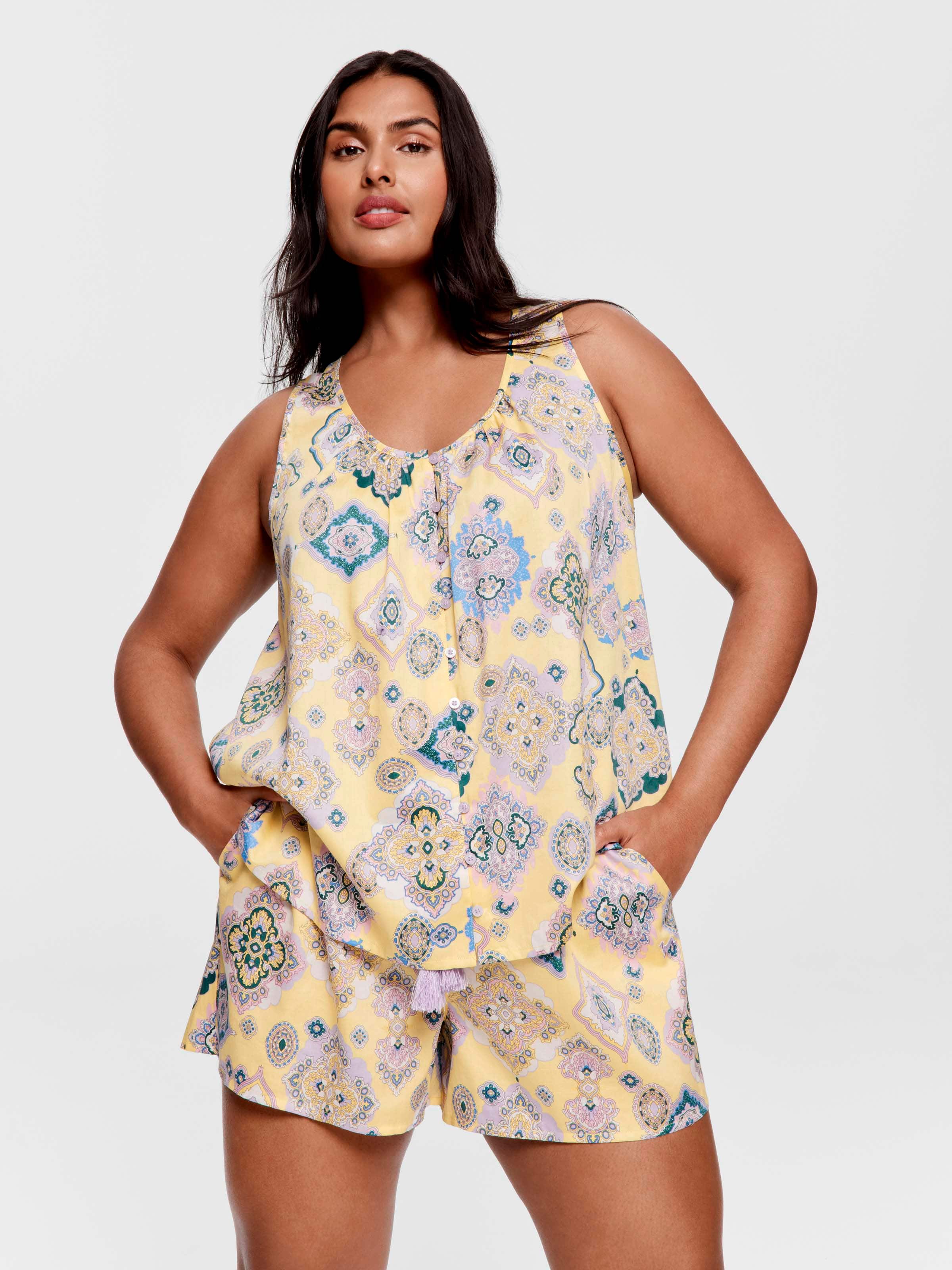 P.A. Plus Pretty Paisley 100% Soft Cotton Shortie Pj Set