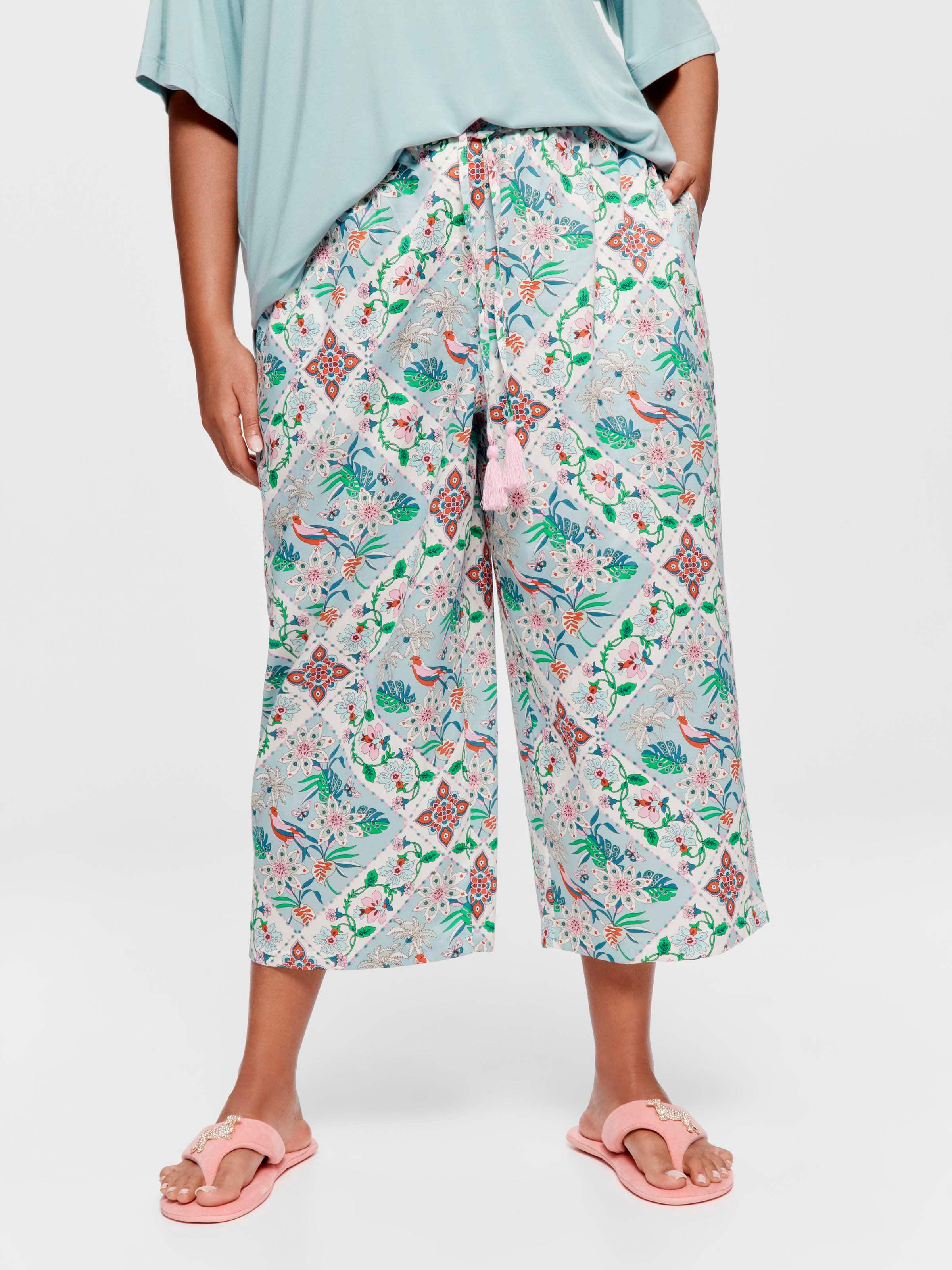 P.A. Plus Floral Tile 100% Soft Cotton 3/4 Pj Pant