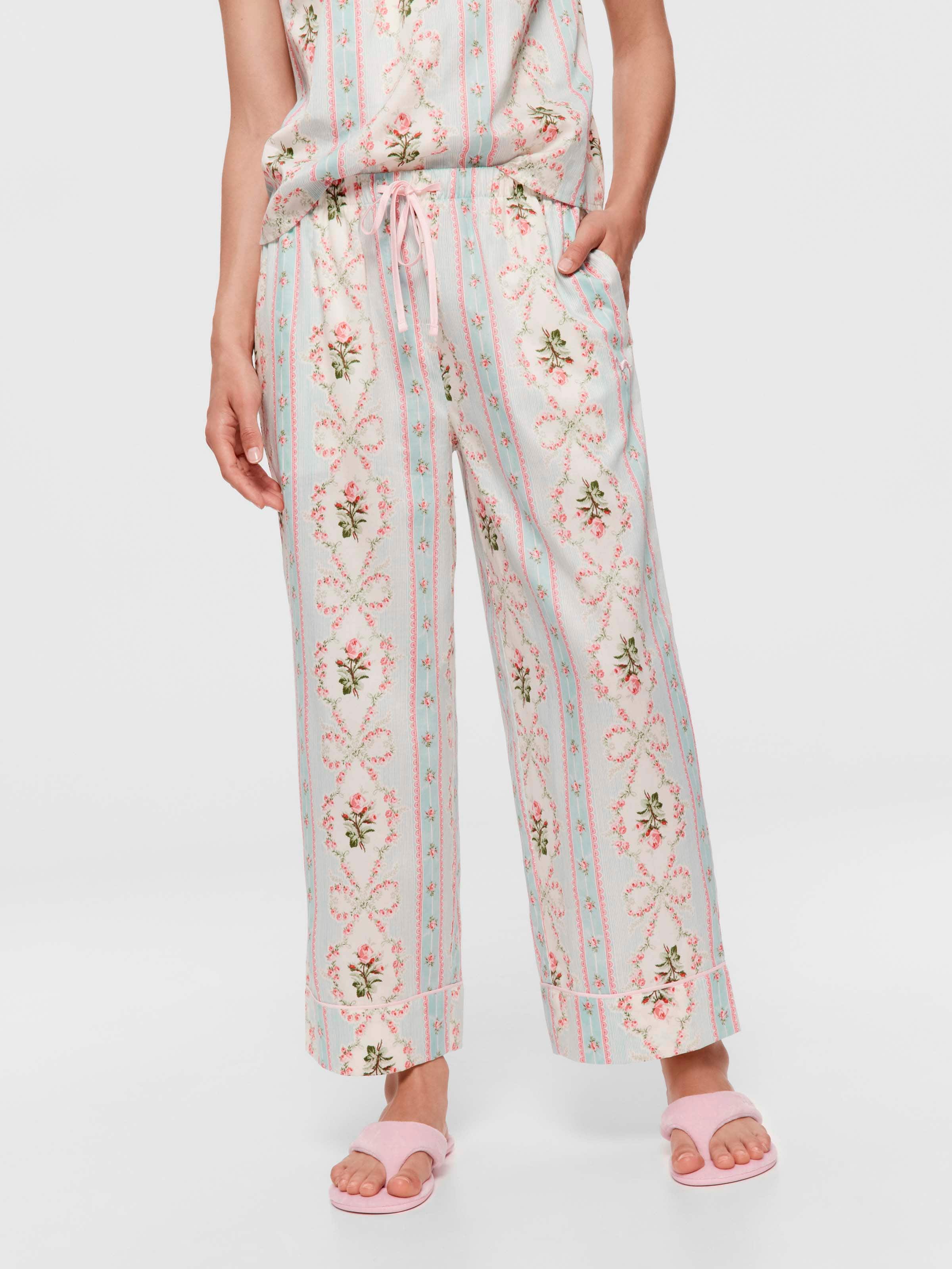 Vintage Floral 100% Soft Cotton 7/8 Pj Pant