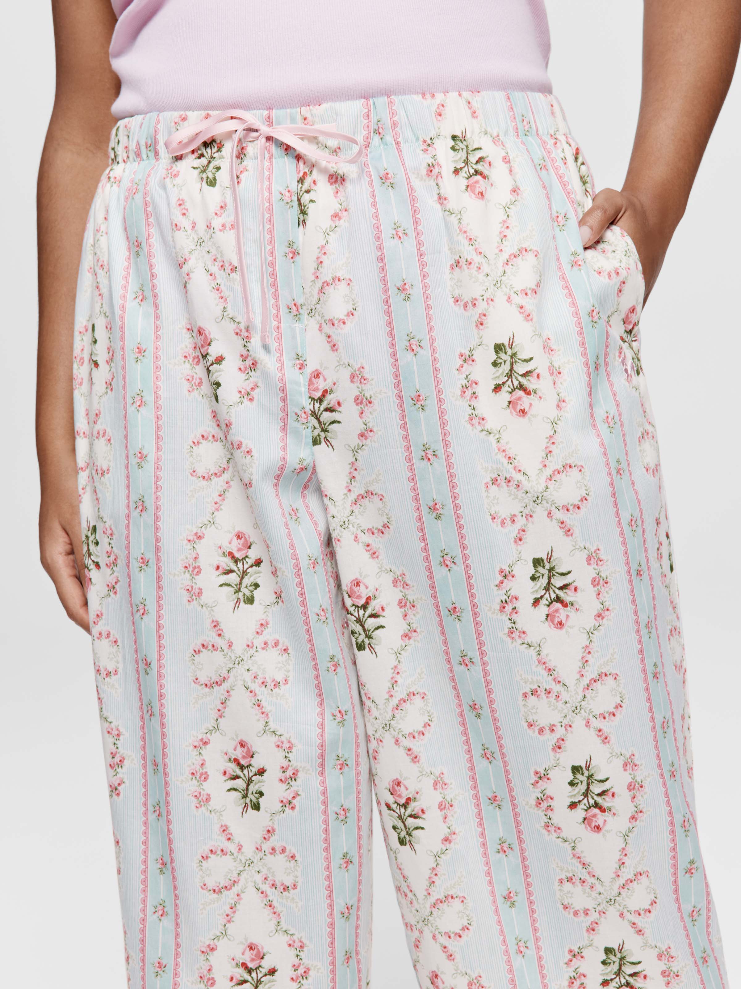 P.A. Plus Vintage Floral 100% Soft Cotton 7/8 Pj Pant