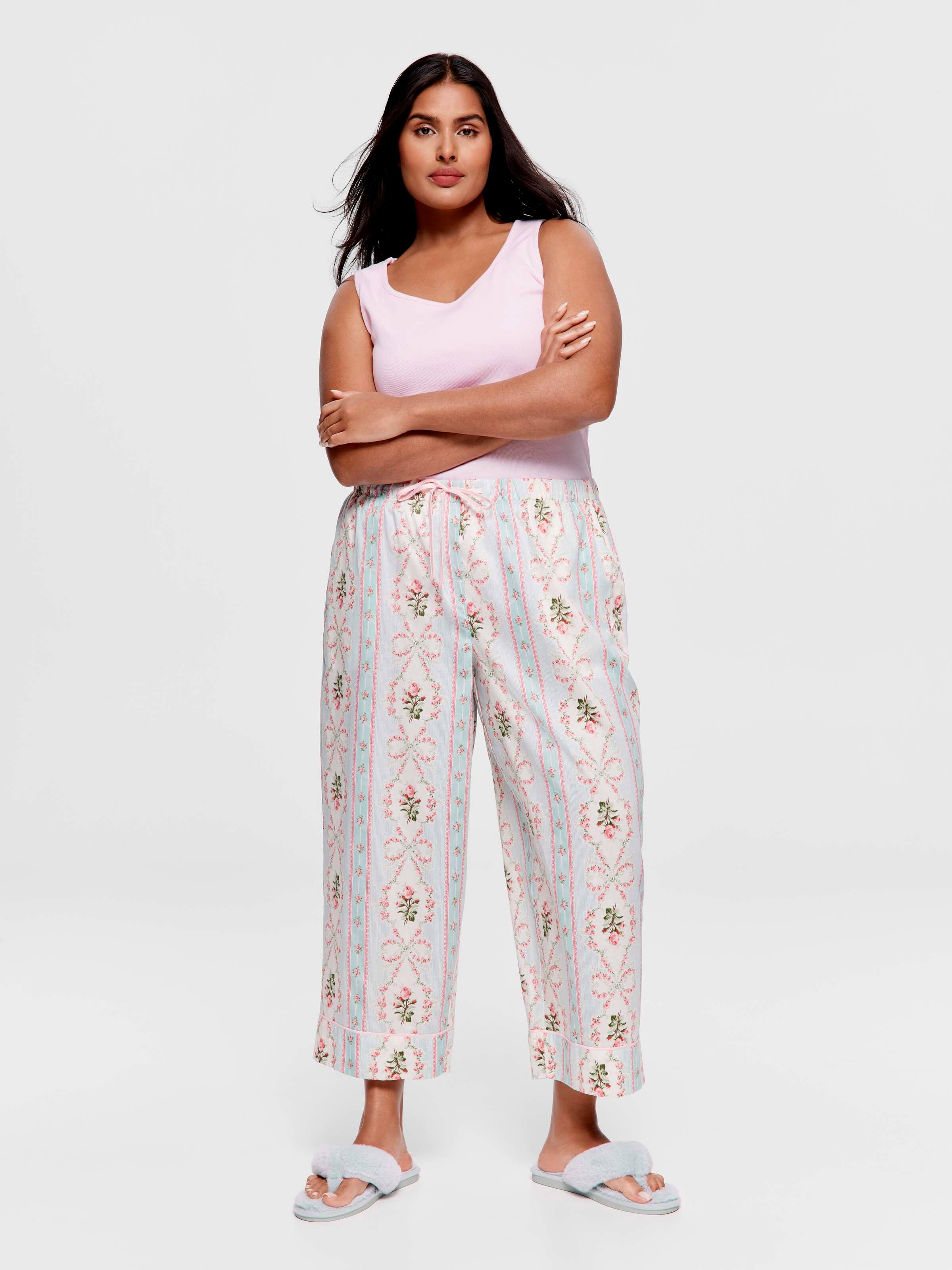 P.A. Plus Vintage Floral 100% Soft Cotton 7/8 Pj Pant